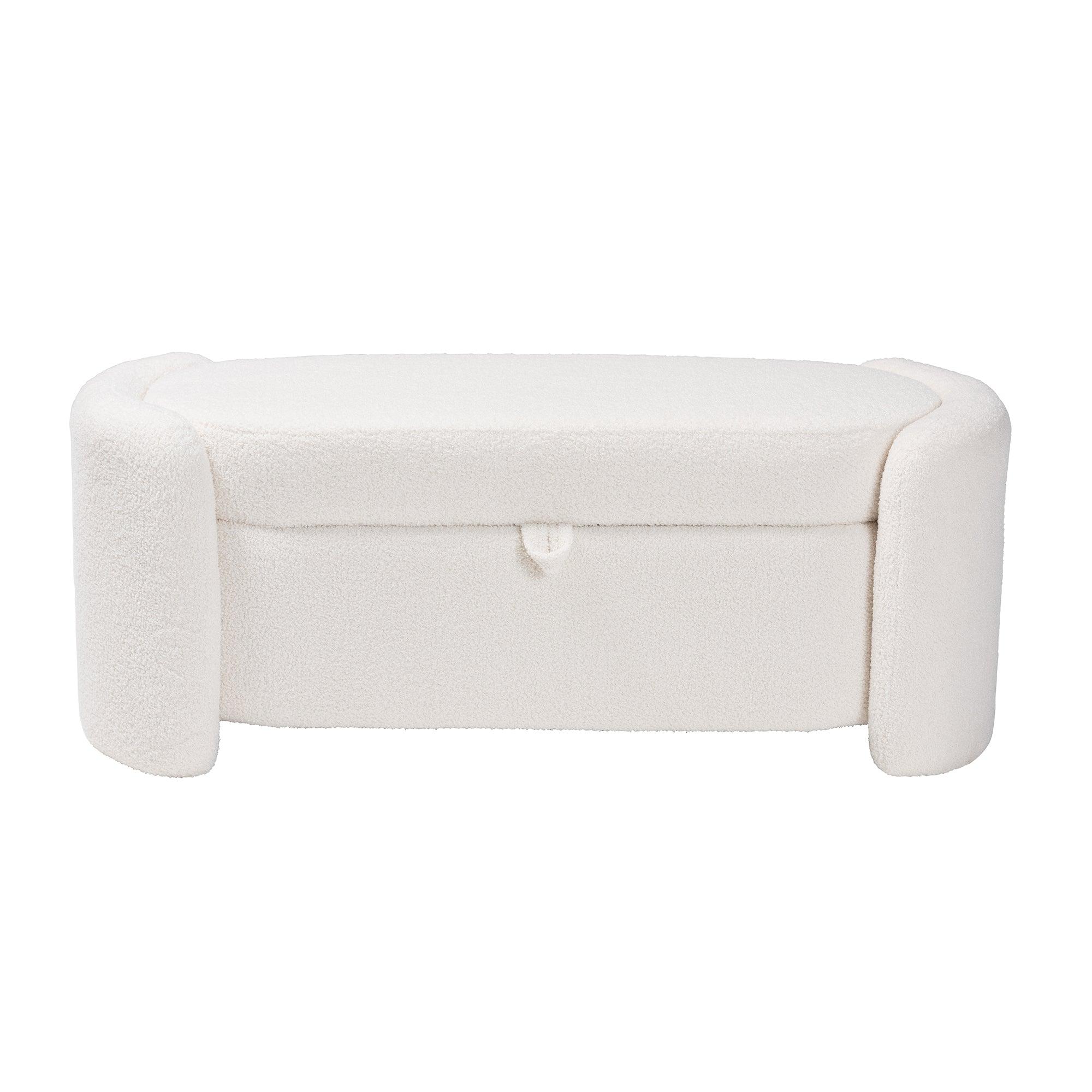 es Modern and Contemporary Boucle Upholstered Storage Bench