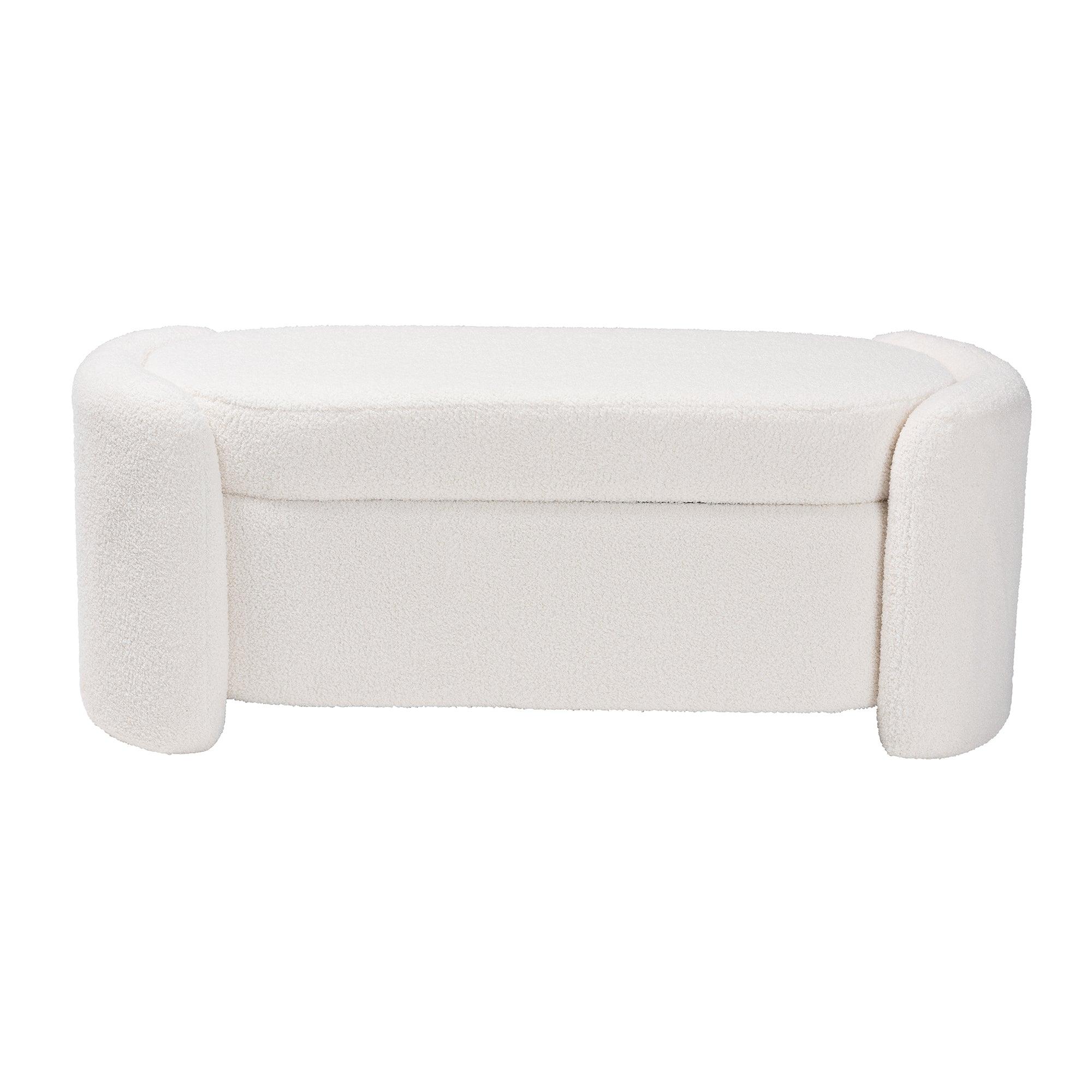 es Modern and Contemporary Boucle Upholstered Storage Bench