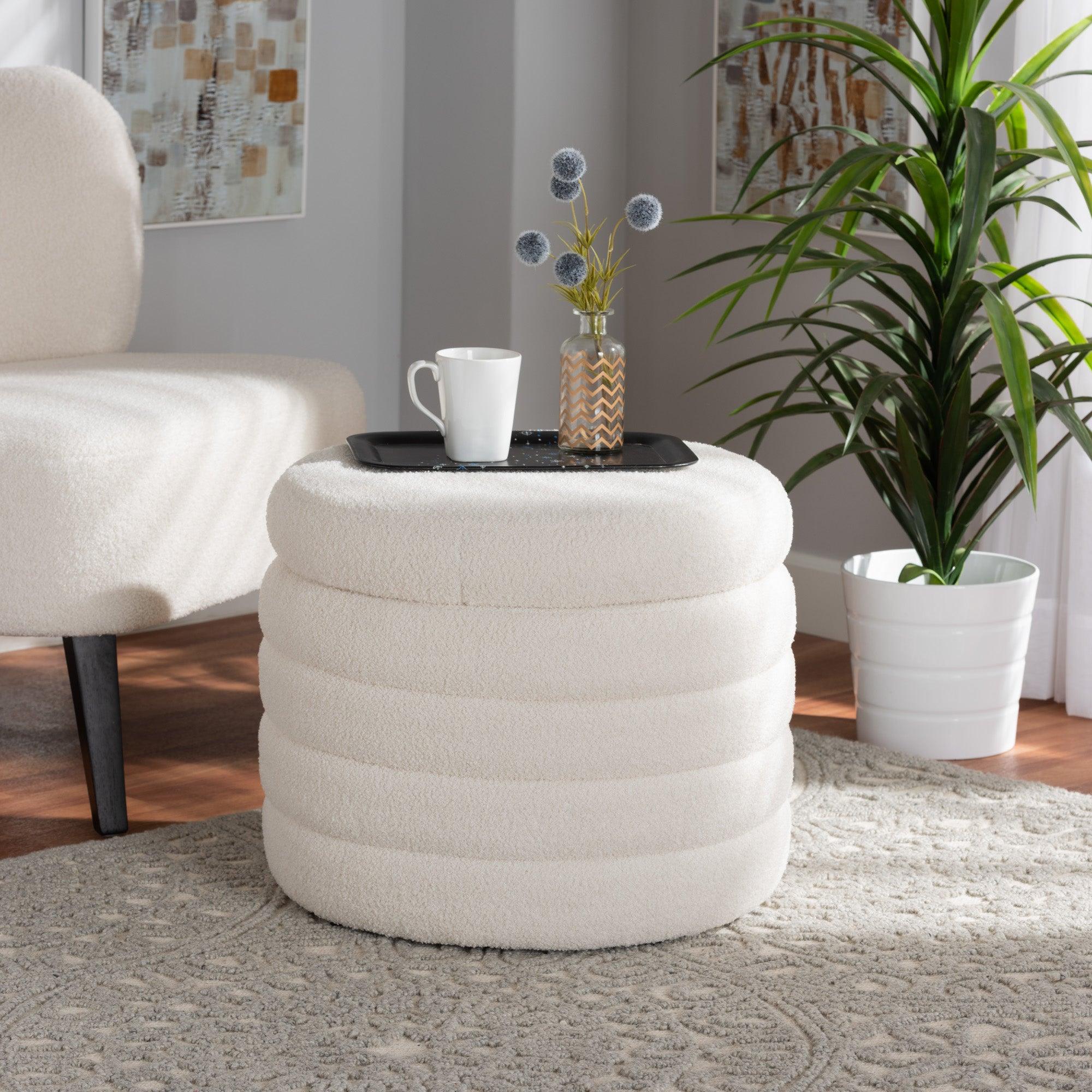 Tabitha Modern and Contemporary Boucle Upholstered Storage Ottoman