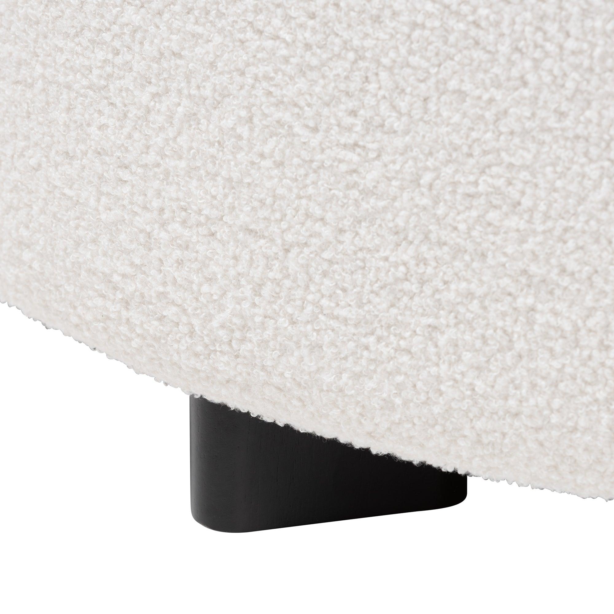 Athena Modern and Contemporary Boucle Upholstered and Finished Wood Round Ottoman