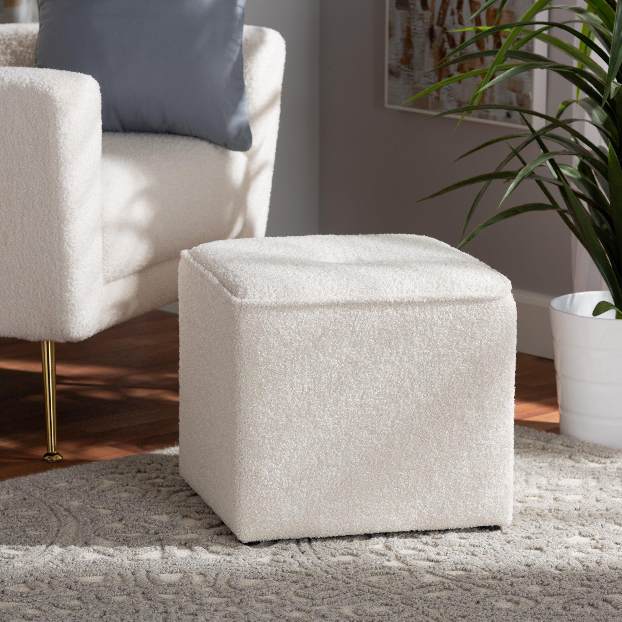 Isaiah Modern and Contemporary Boucle Upholstered Ottoman