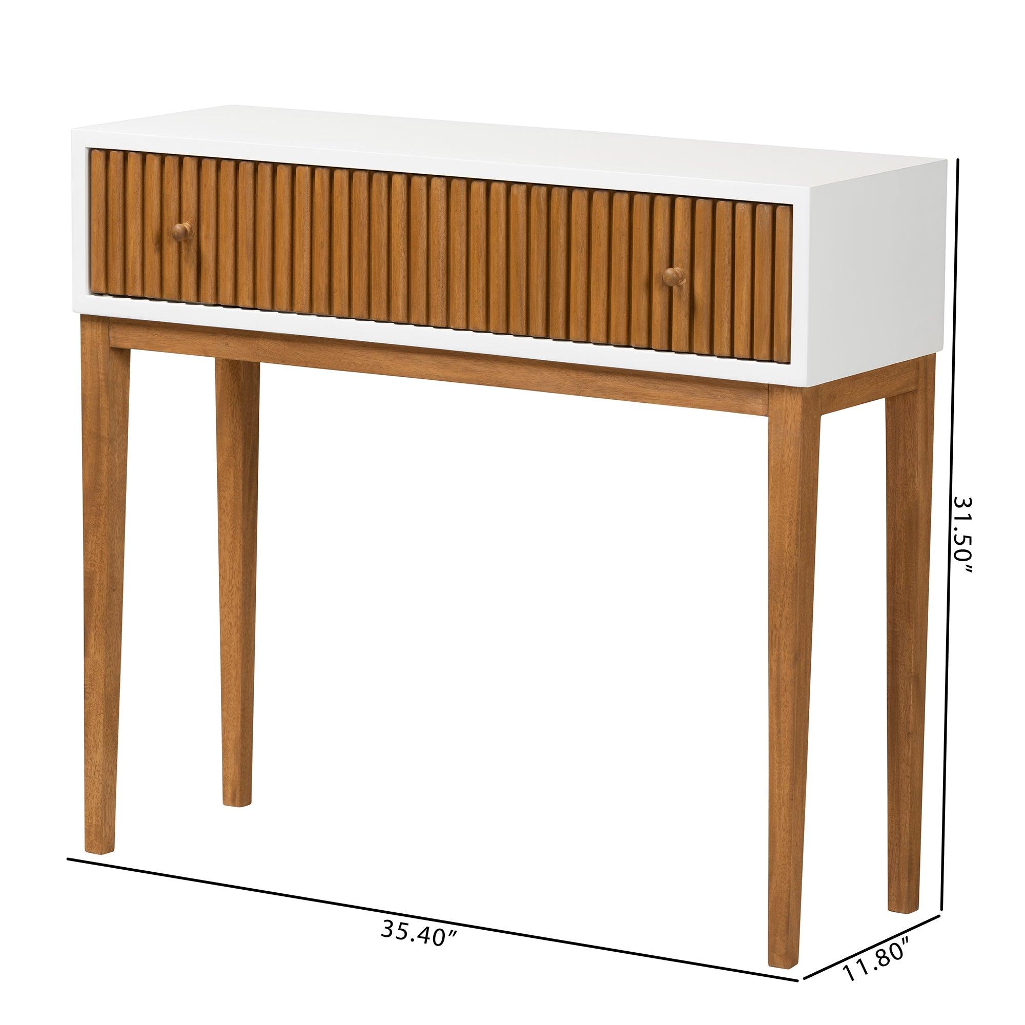 bali & pari Odile Mid-Century Modern Two-Tone and Bayur Wood 1-Drawer Console Table