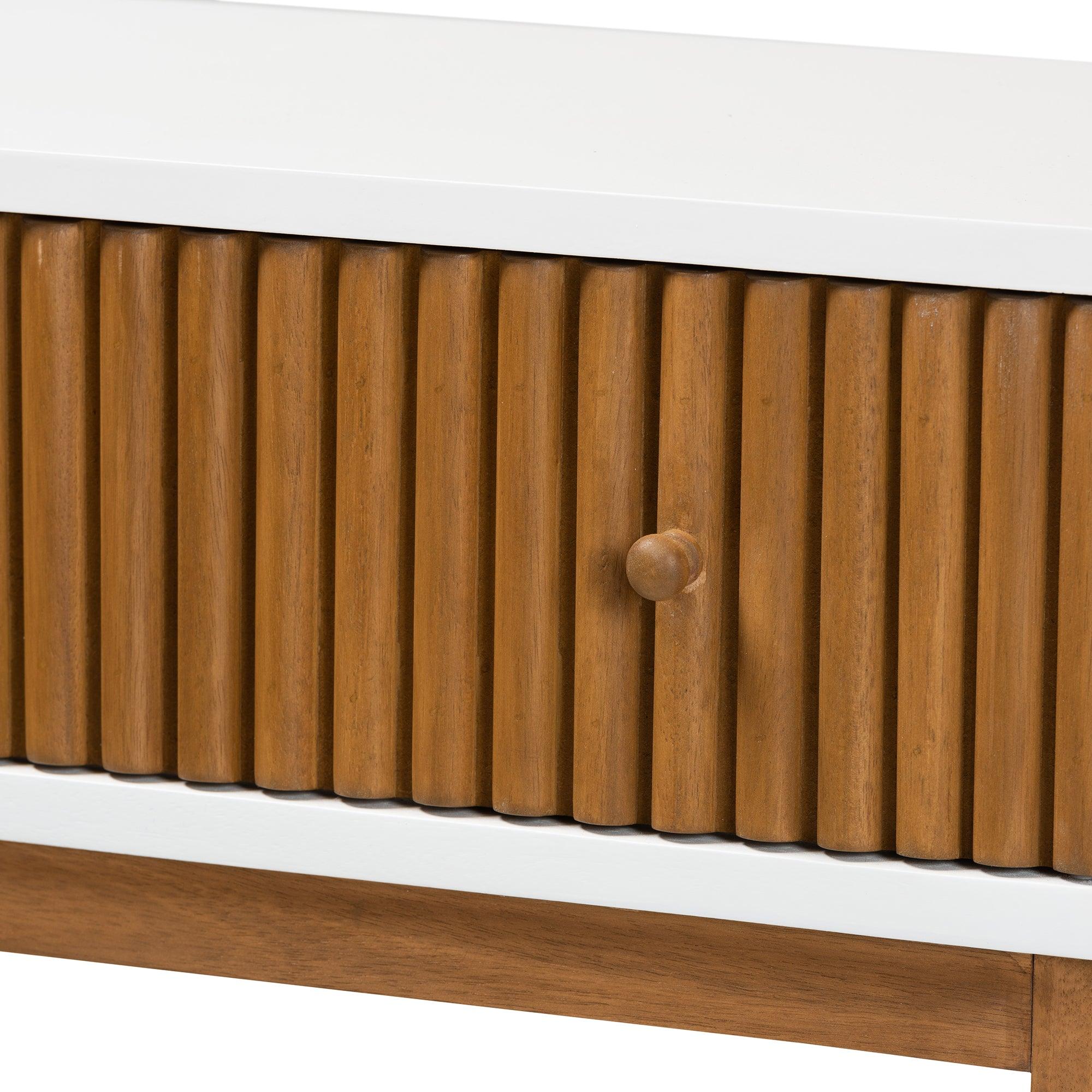 bali & pari Odile Mid-Century Modern Two-Tone and Bayur Wood 1-Drawer Console Table