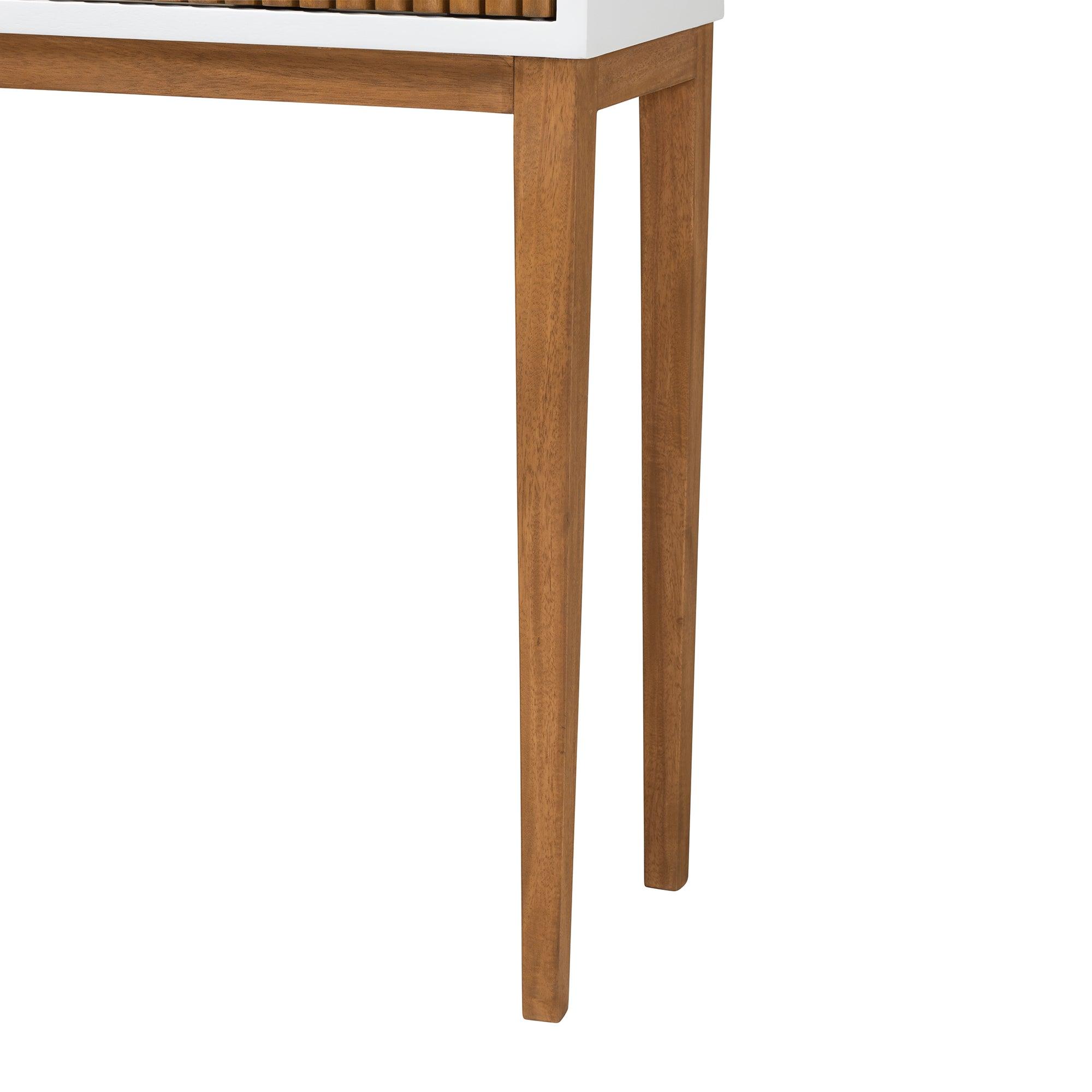 bali & pari Odile Mid-Century Modern Two-Tone and Bayur Wood 1-Drawer Console Table