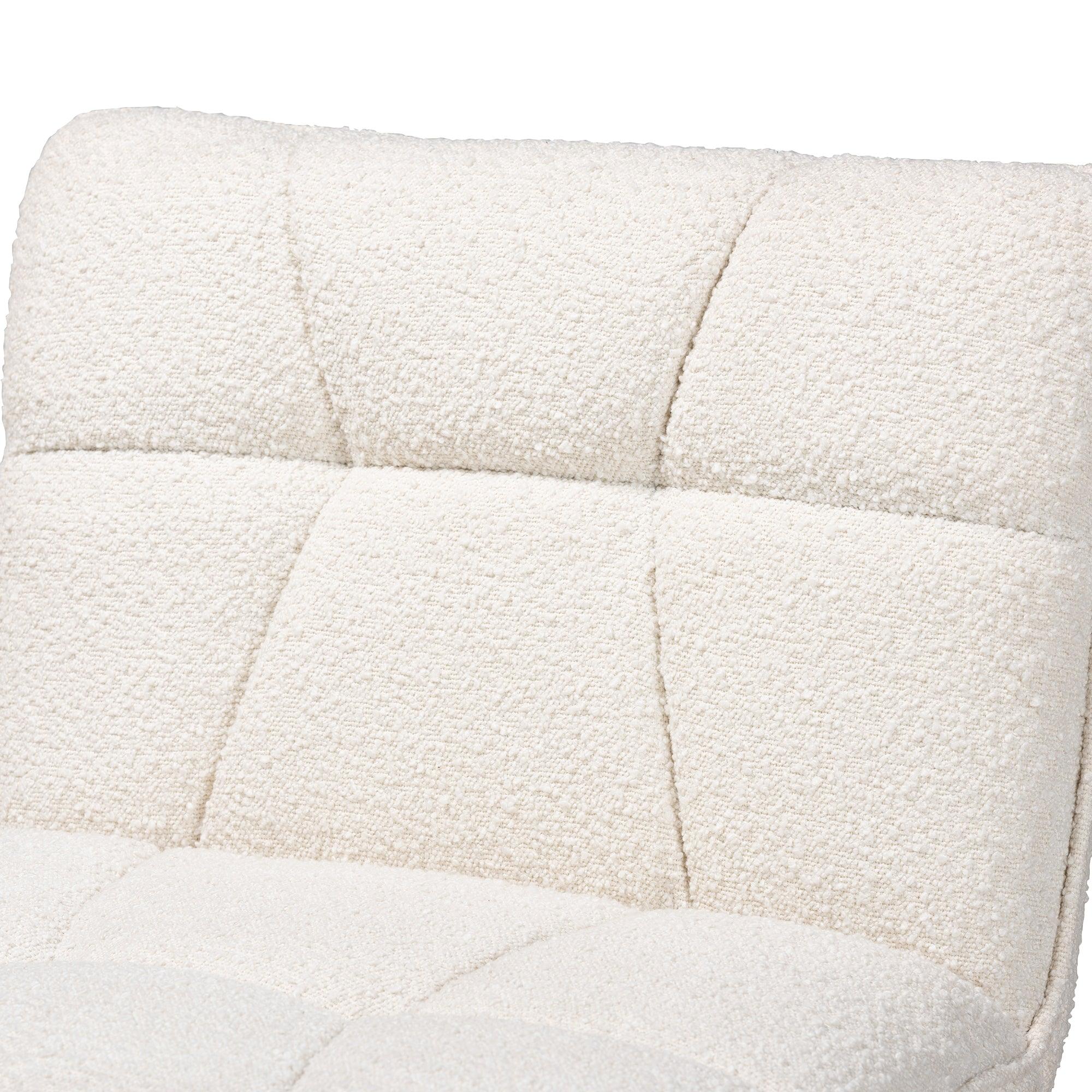 Darielle Japandi Cream Boucle Fabric and Finished Rubberwood Accent Chair