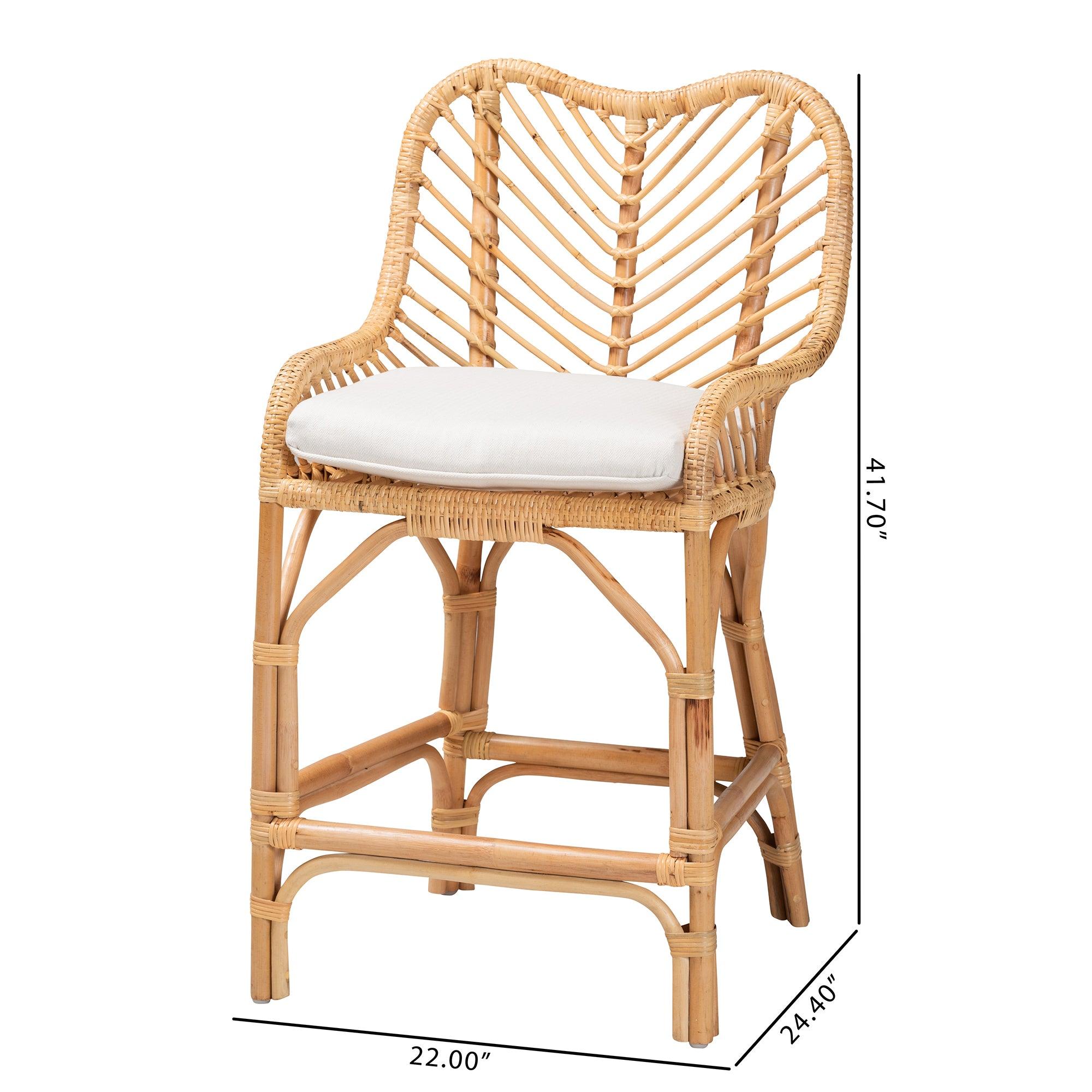 bali & pari Arween Modern Bohemian Rattan Counter Stool