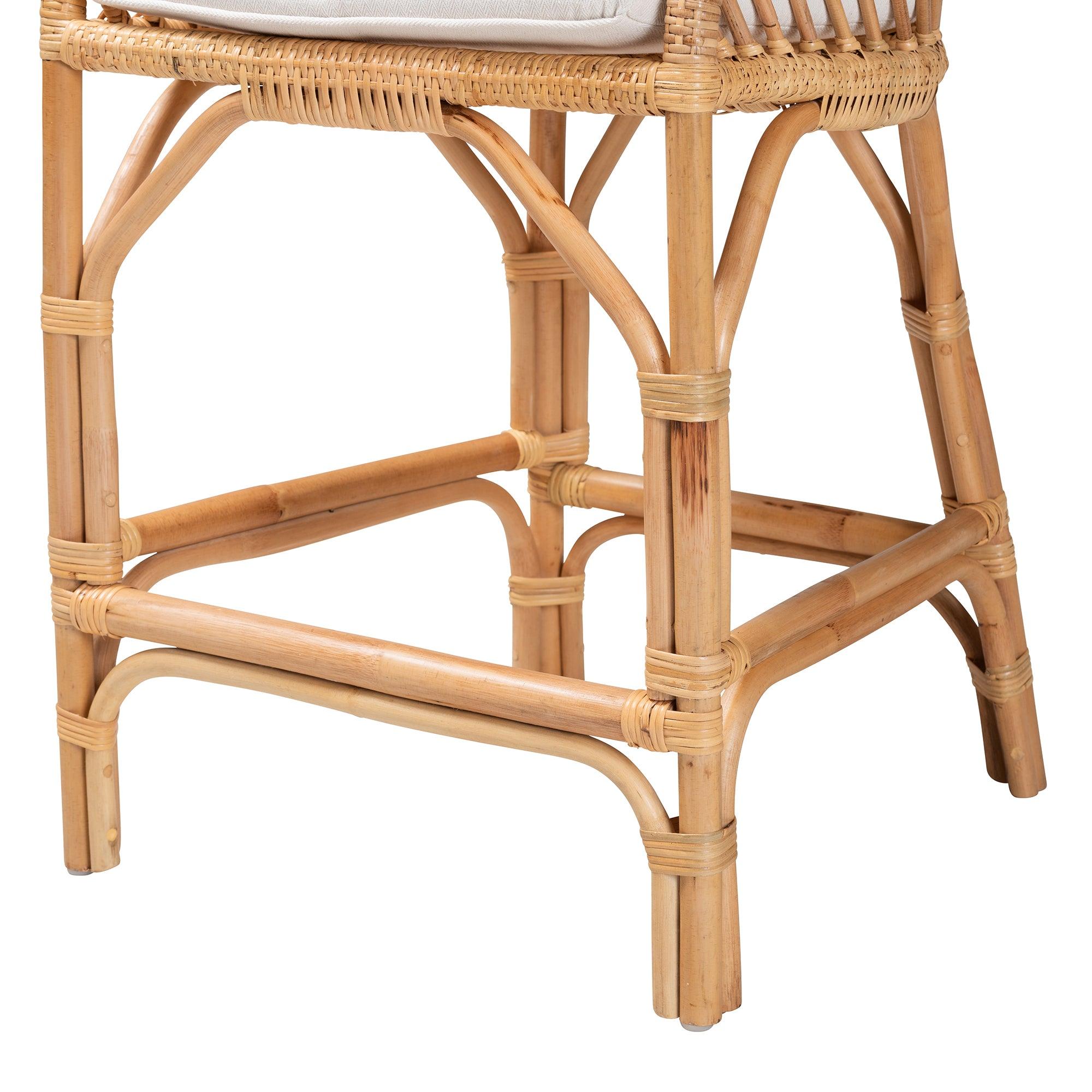 bali & pari Arween Modern Bohemian Rattan Counter Stool