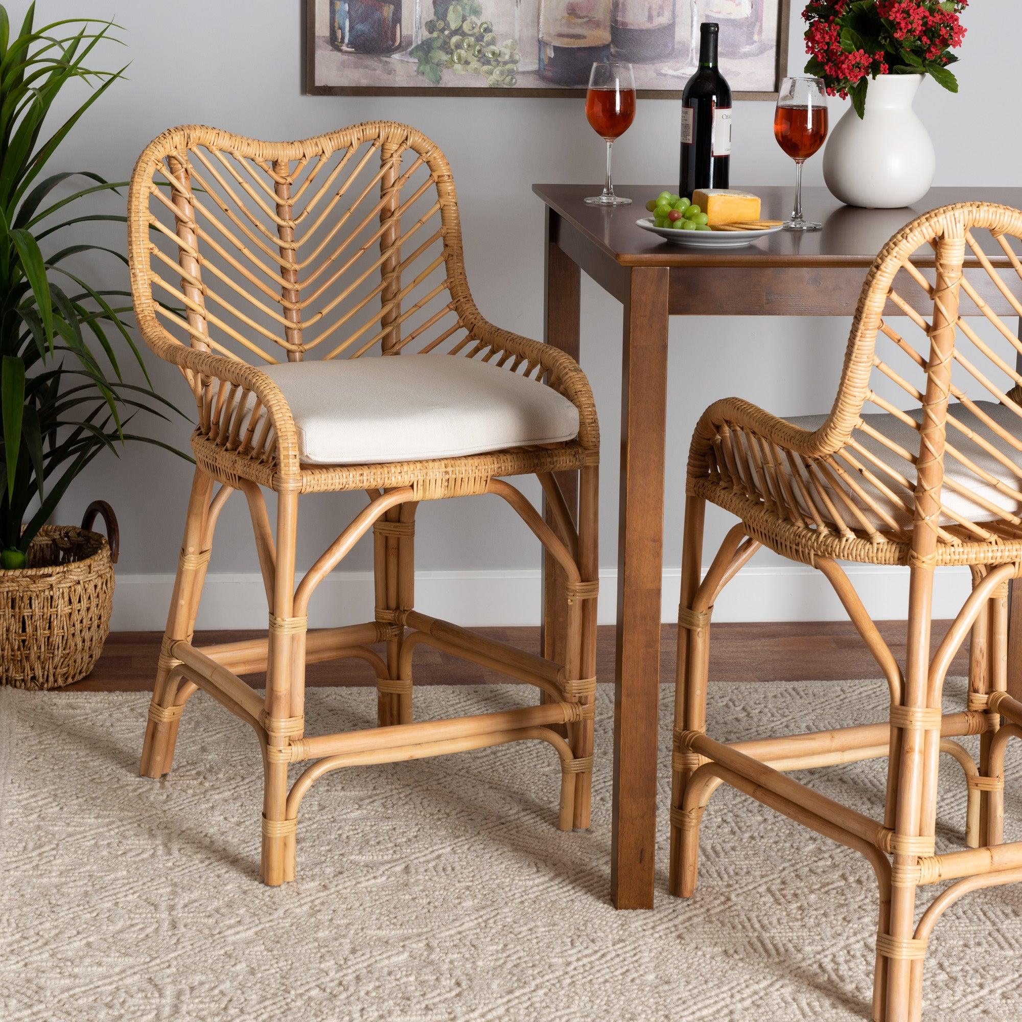 bali & pari Arween Modern Bohemian Rattan Counter Stool