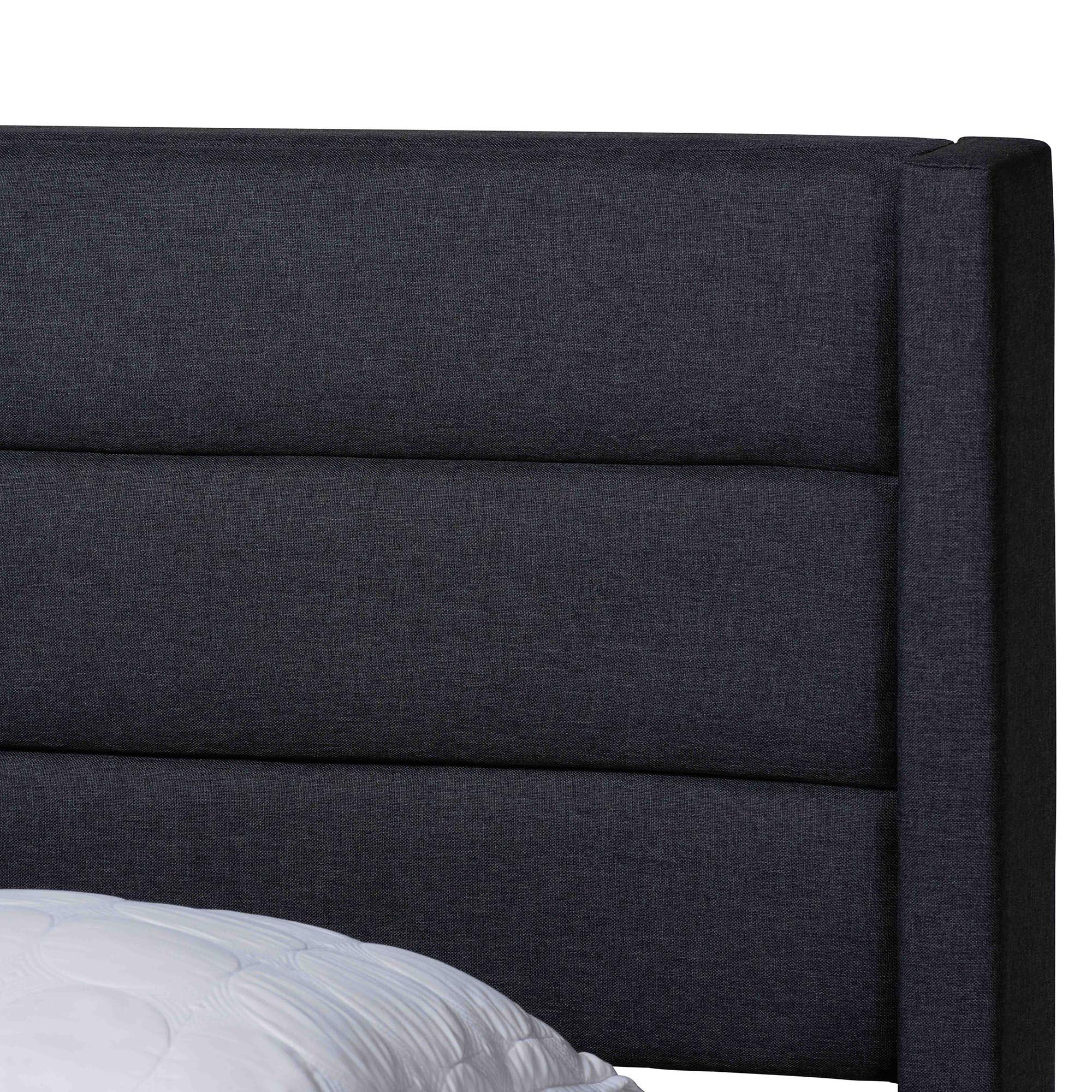 Braylon Mid-Century Modern Transitional Fabric and Finished Wood 3-Drawer Storage Platform Bed