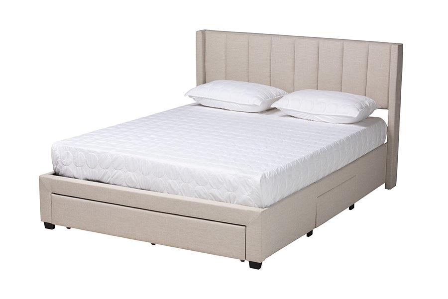 Coronado Mid-Century Modern Transitional Fabric 3-Drawer Storage Platform Bed