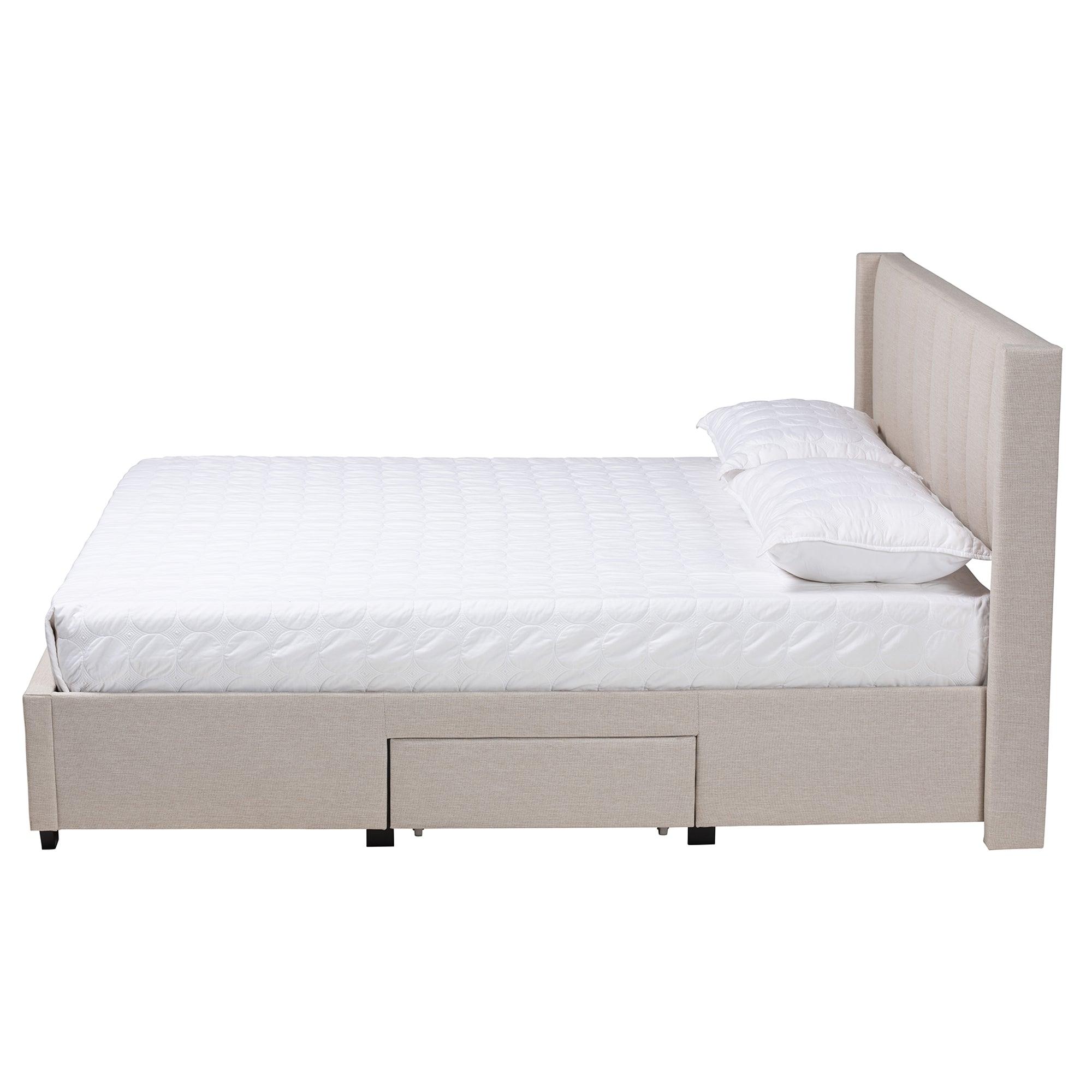 Coronado Mid-Century Modern Transitional Fabric 3-Drawer Storage Platform Bed