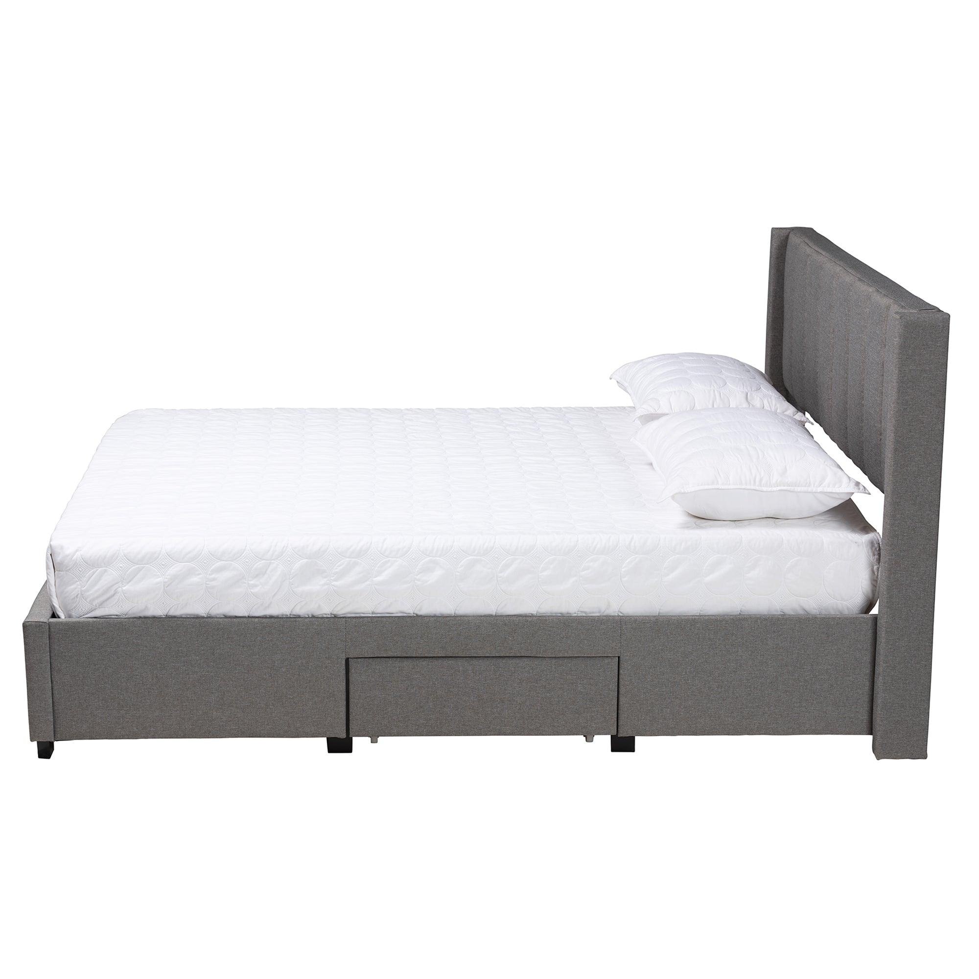 Coronado Mid-Century Modern Transitional Fabric 3-Drawer Storage Platform Bed