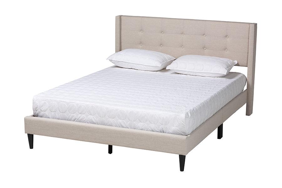 Casol Mid-Century Modern Transitional Fabric Upholstered Platform Bed