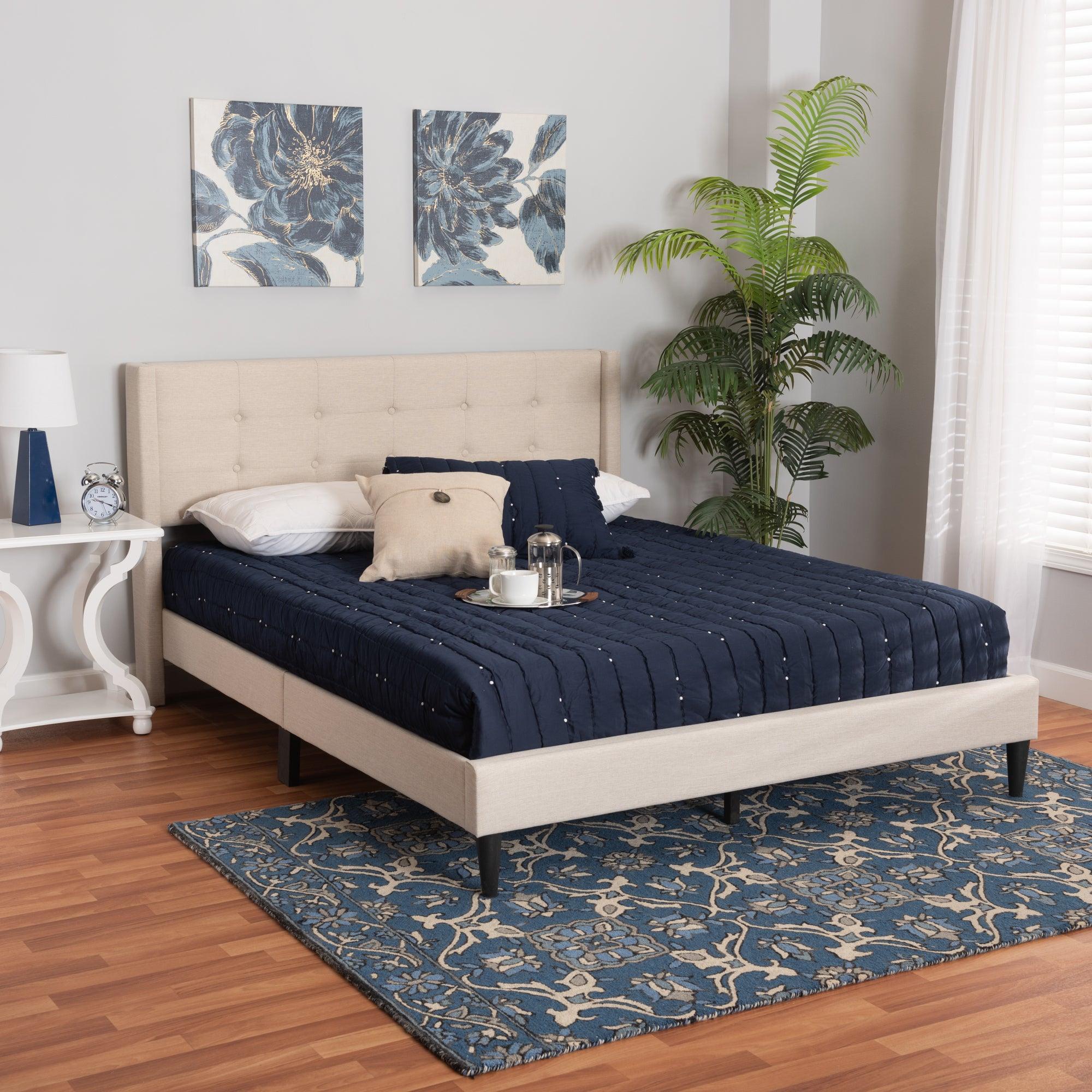 Casol Mid-Century Modern Transitional Fabric Upholstered Platform Bed