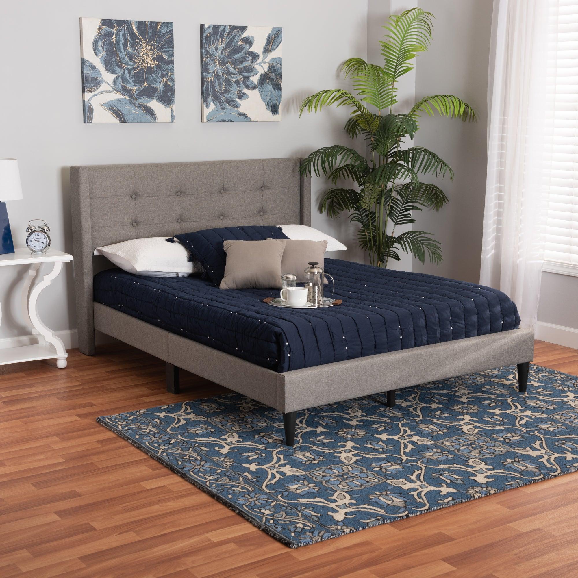 Casol Mid-Century Modern Transitional Fabric Upholstered Platform Bed