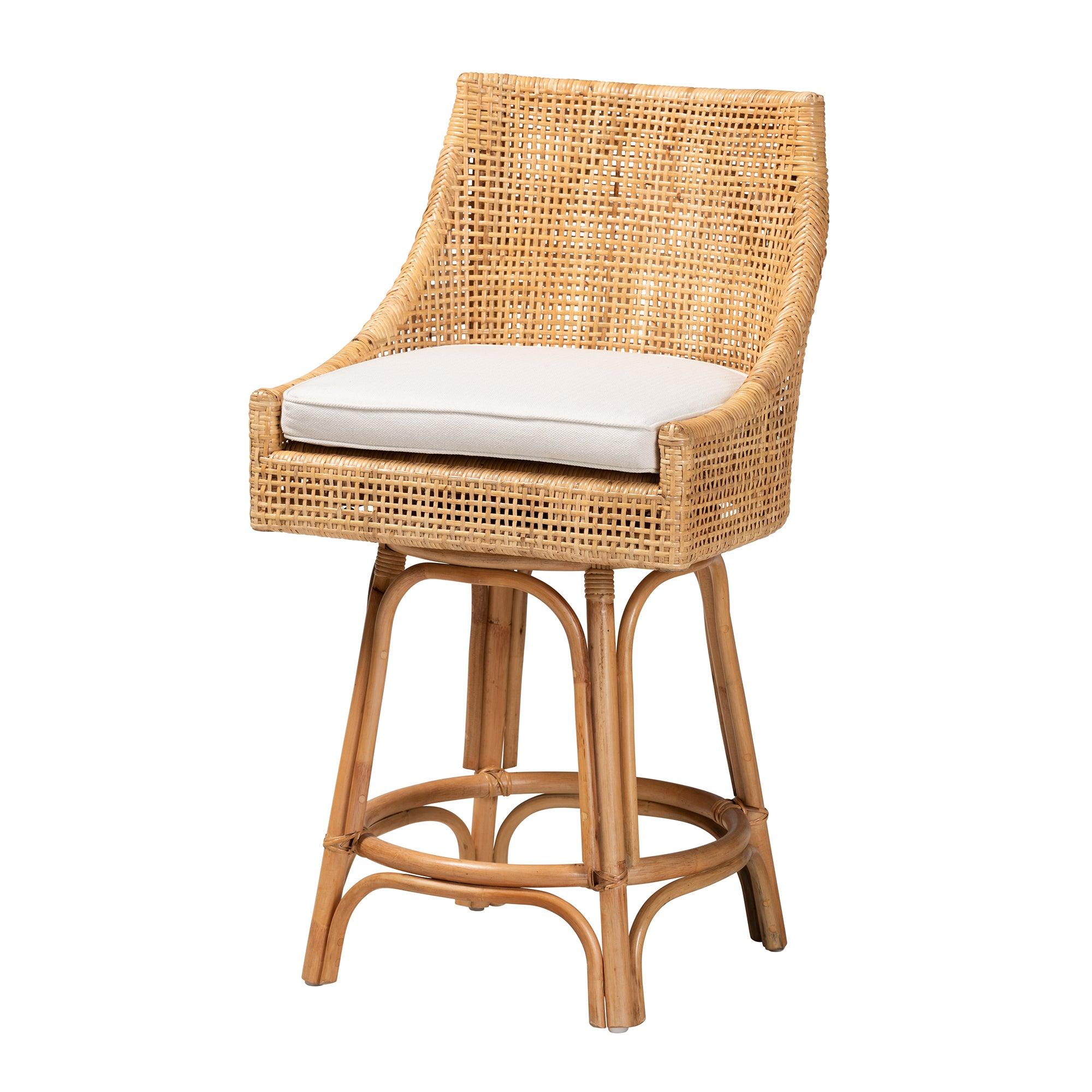 bali & pari Bella Modern Bohemian Rattan Counter Stool