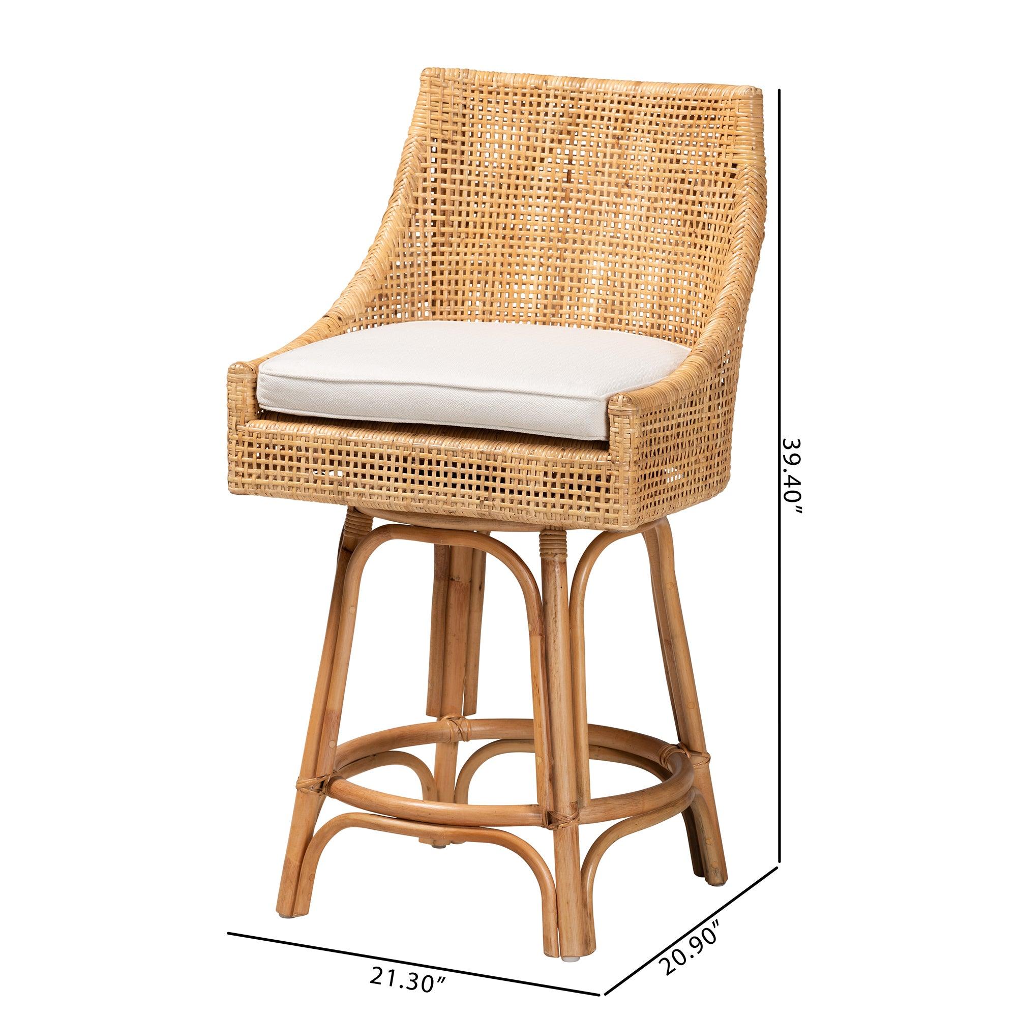 bali & pari Bella Modern Bohemian Rattan Counter Stool