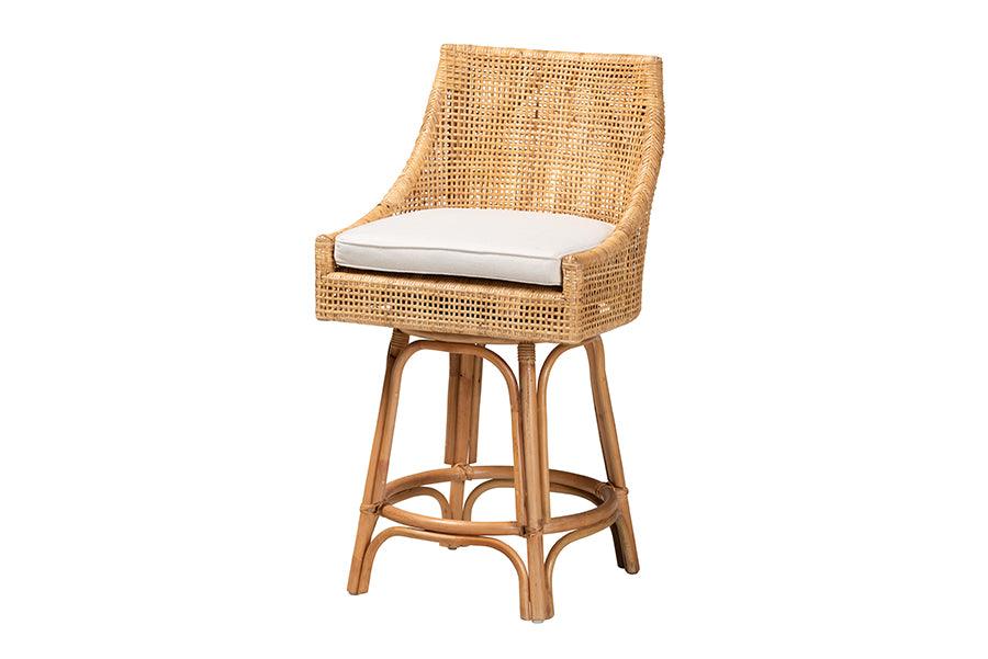 bali & pari Bella Modern Bohemian Rattan Counter Stool