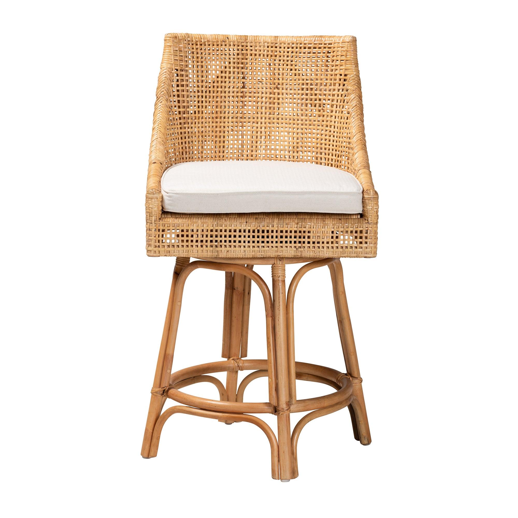 bali & pari Bella Modern Bohemian Rattan Counter Stool