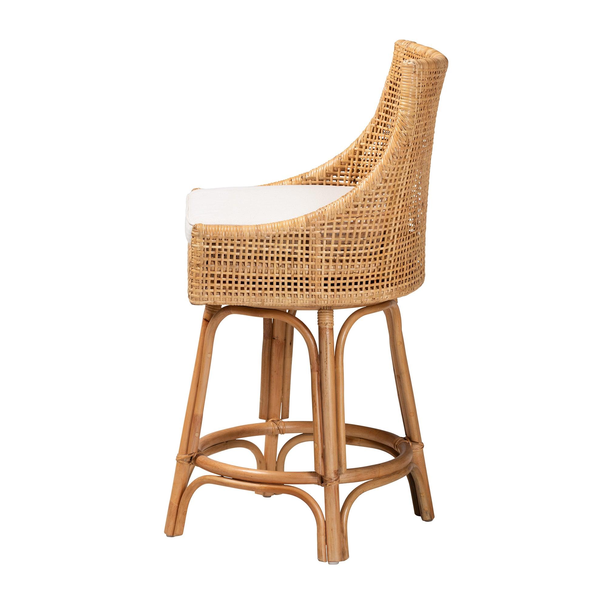 bali & pari Bella Modern Bohemian Rattan Counter Stool