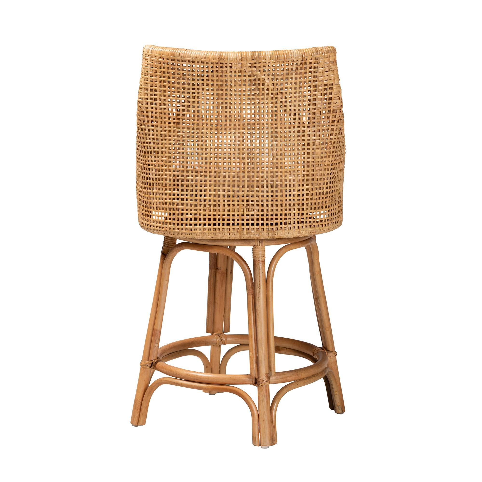 bali & pari Bella Modern Bohemian Rattan Counter Stool