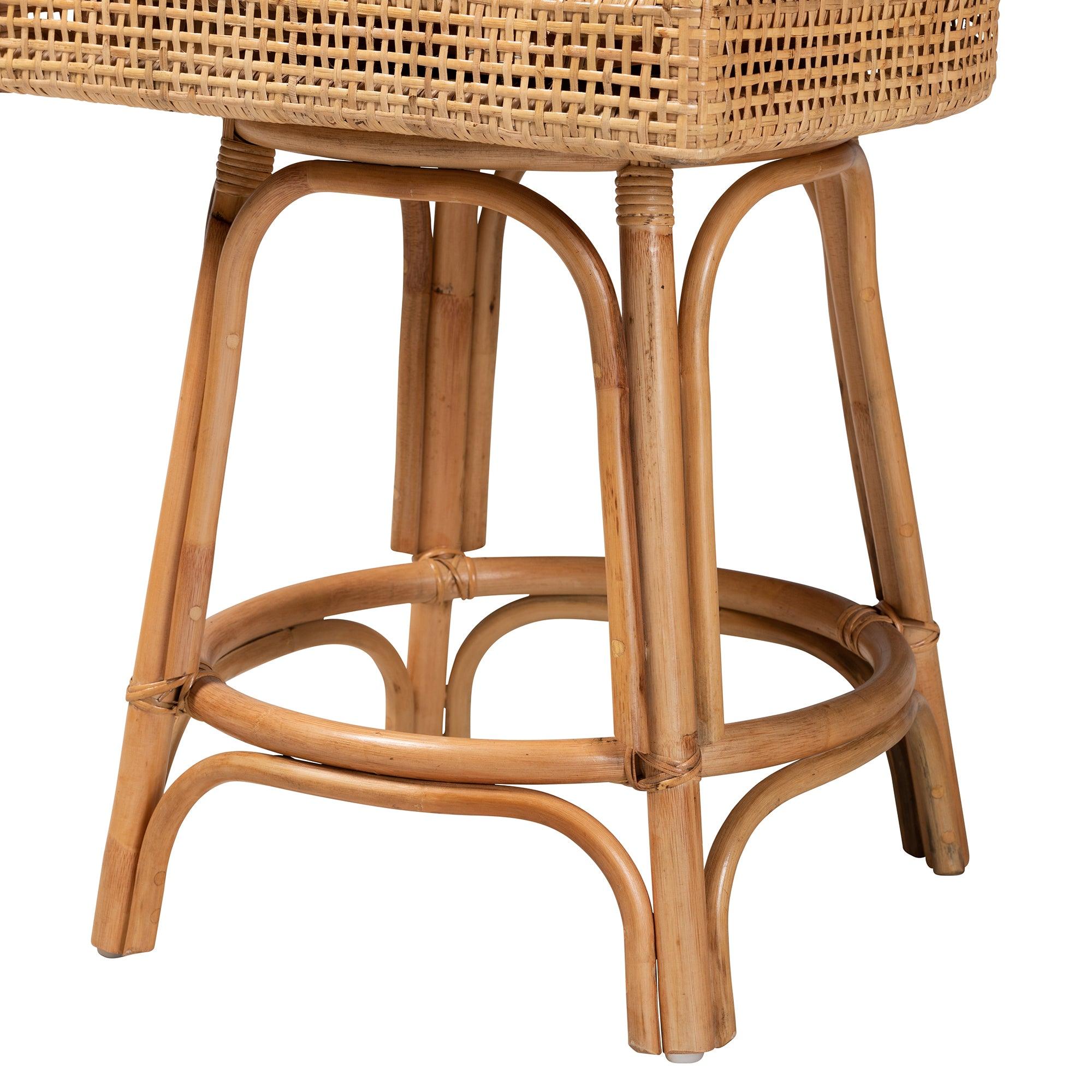 bali & pari Bella Modern Bohemian Rattan Counter Stool