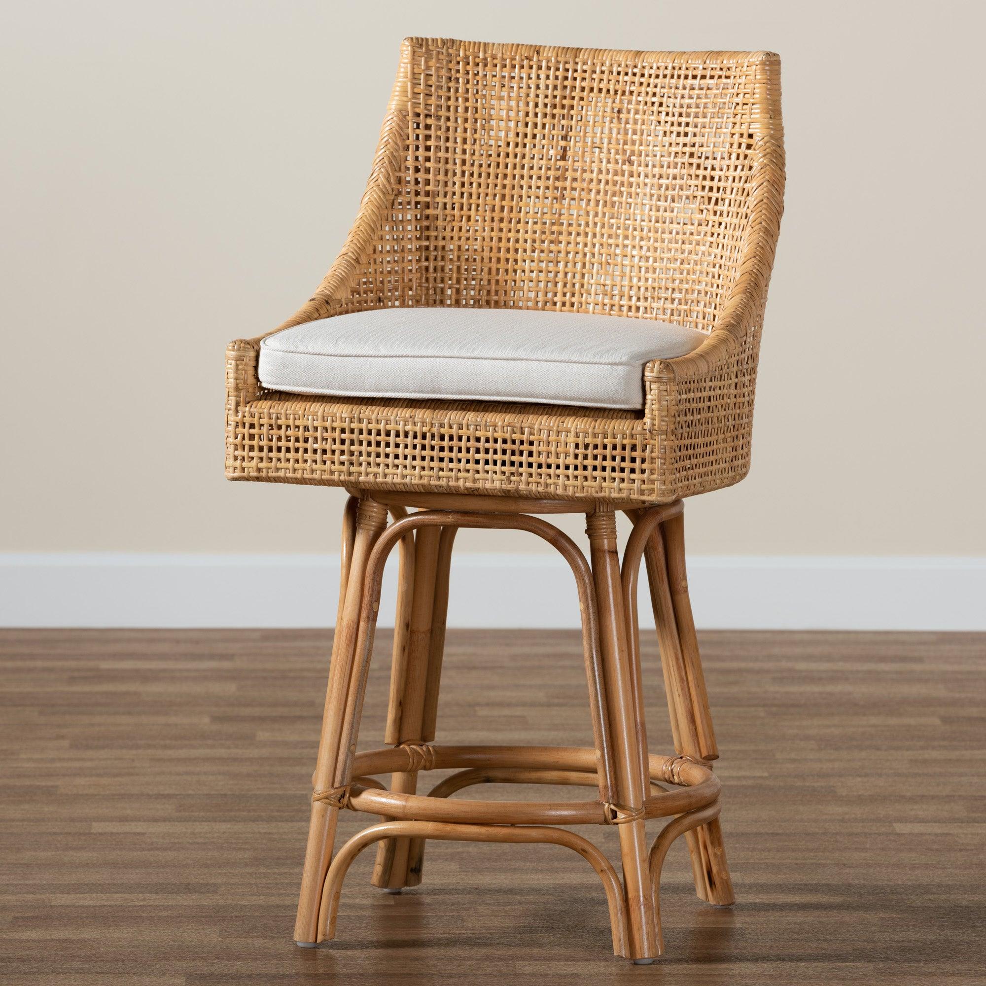 bali & pari Bella Modern Bohemian Rattan Counter Stool