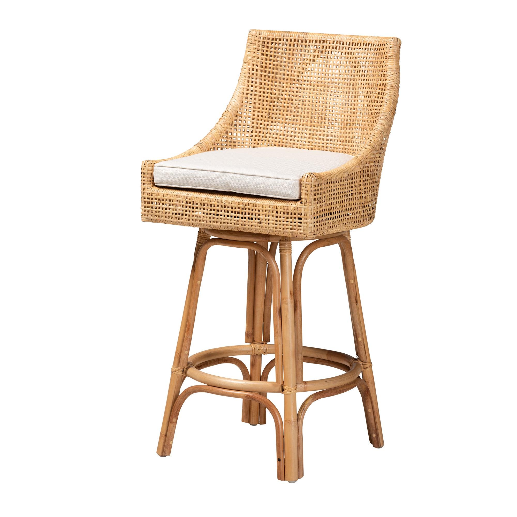 bali & pari Bella Modern Bohemian Rattan Bar Stool