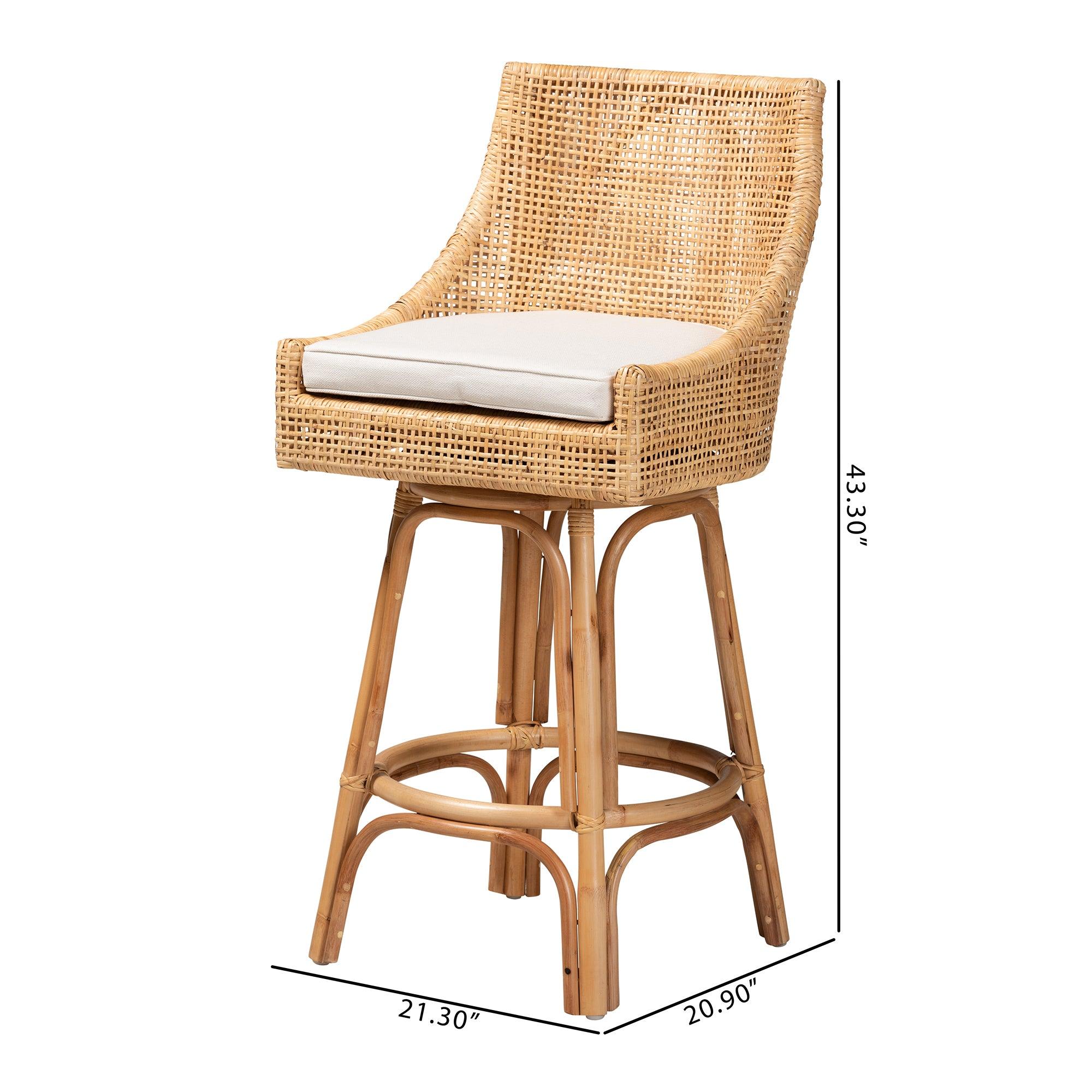 bali & pari Bella Modern Bohemian Rattan Bar Stool