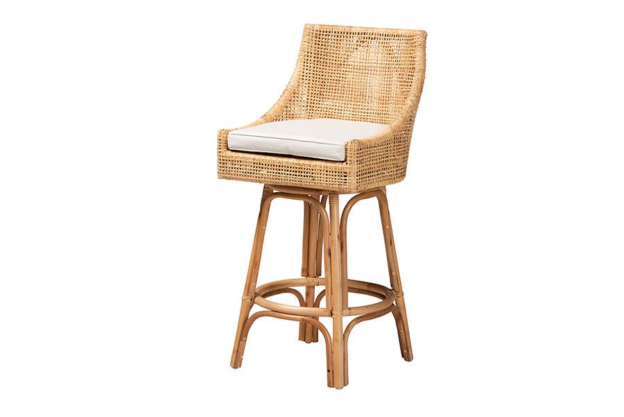 bali & pari Bella Modern Bohemian Rattan Bar Stool