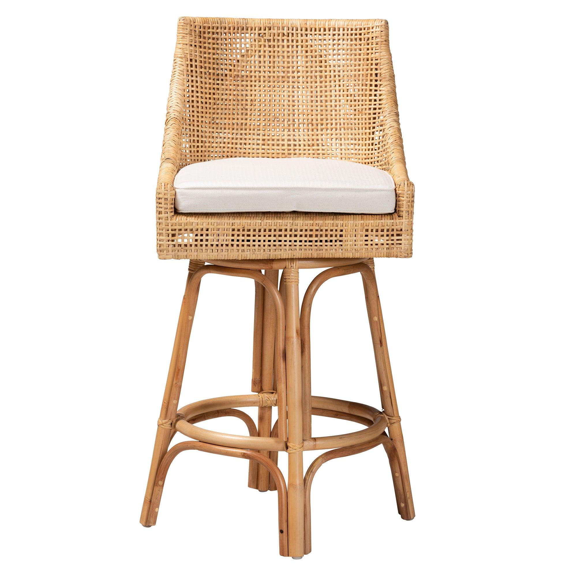 bali & pari Bella Modern Bohemian Rattan Bar Stool