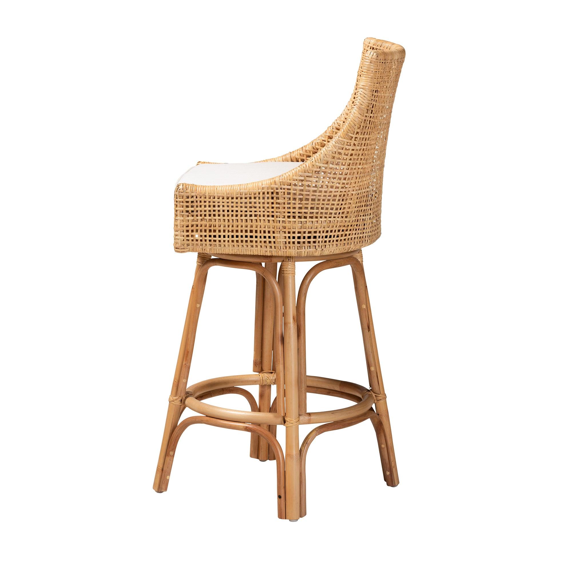 bali & pari Bella Modern Bohemian Rattan Bar Stool