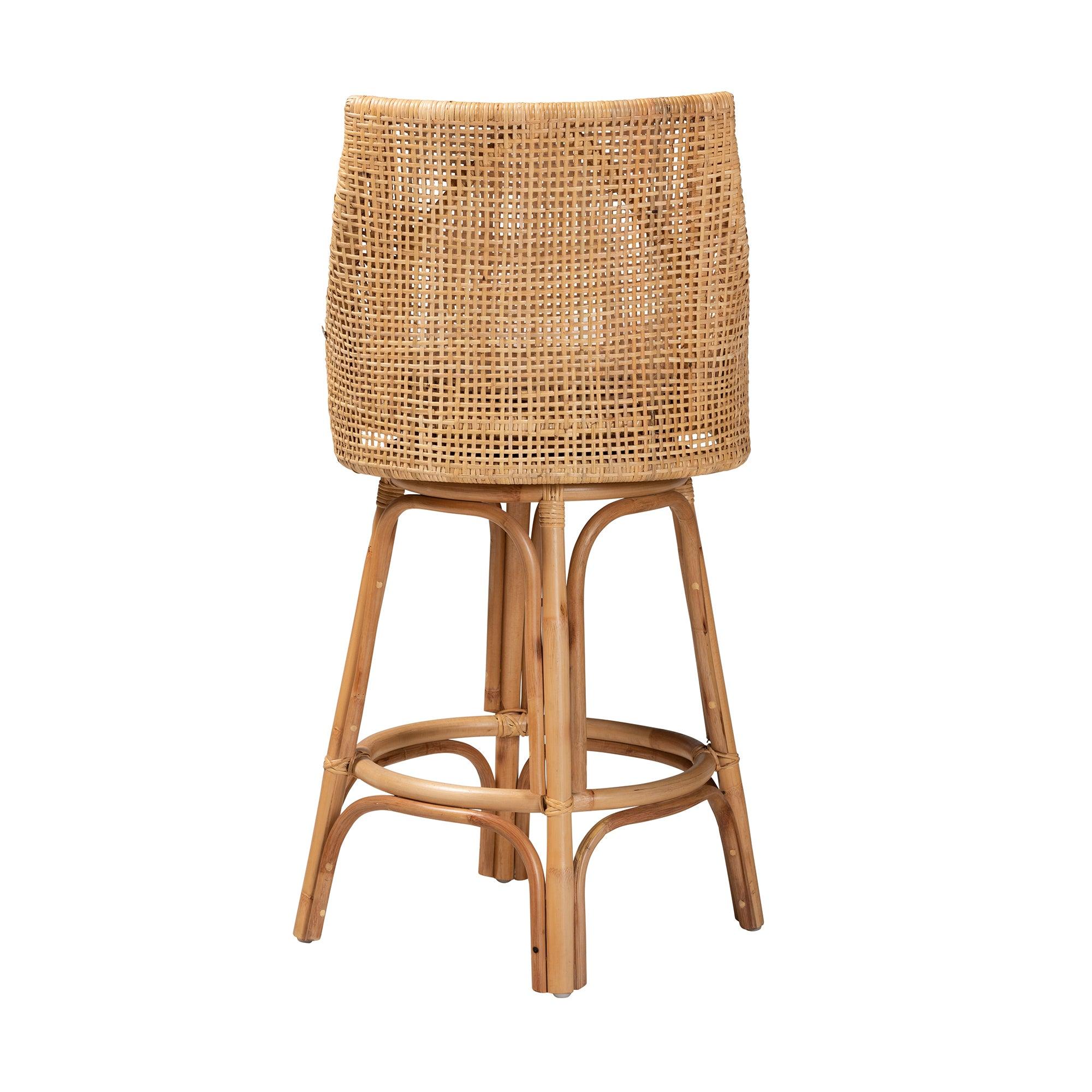 bali & pari Bella Modern Bohemian Rattan Bar Stool