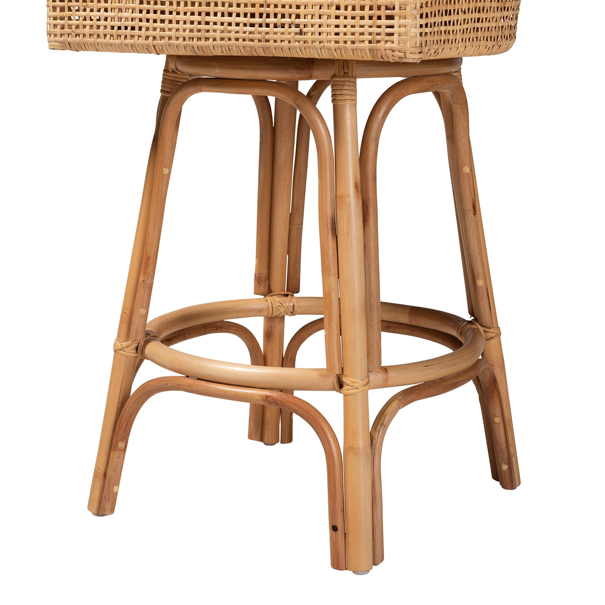 bali & pari Bella Modern Bohemian Rattan Bar Stool