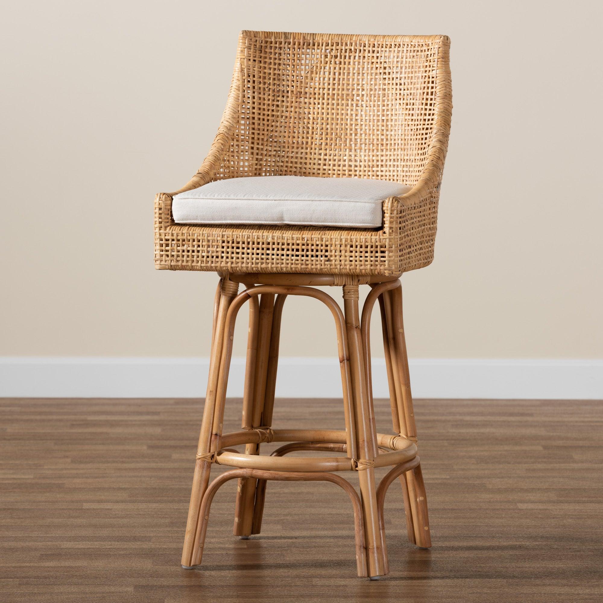 bali & pari Bella Modern Bohemian Rattan Bar Stool