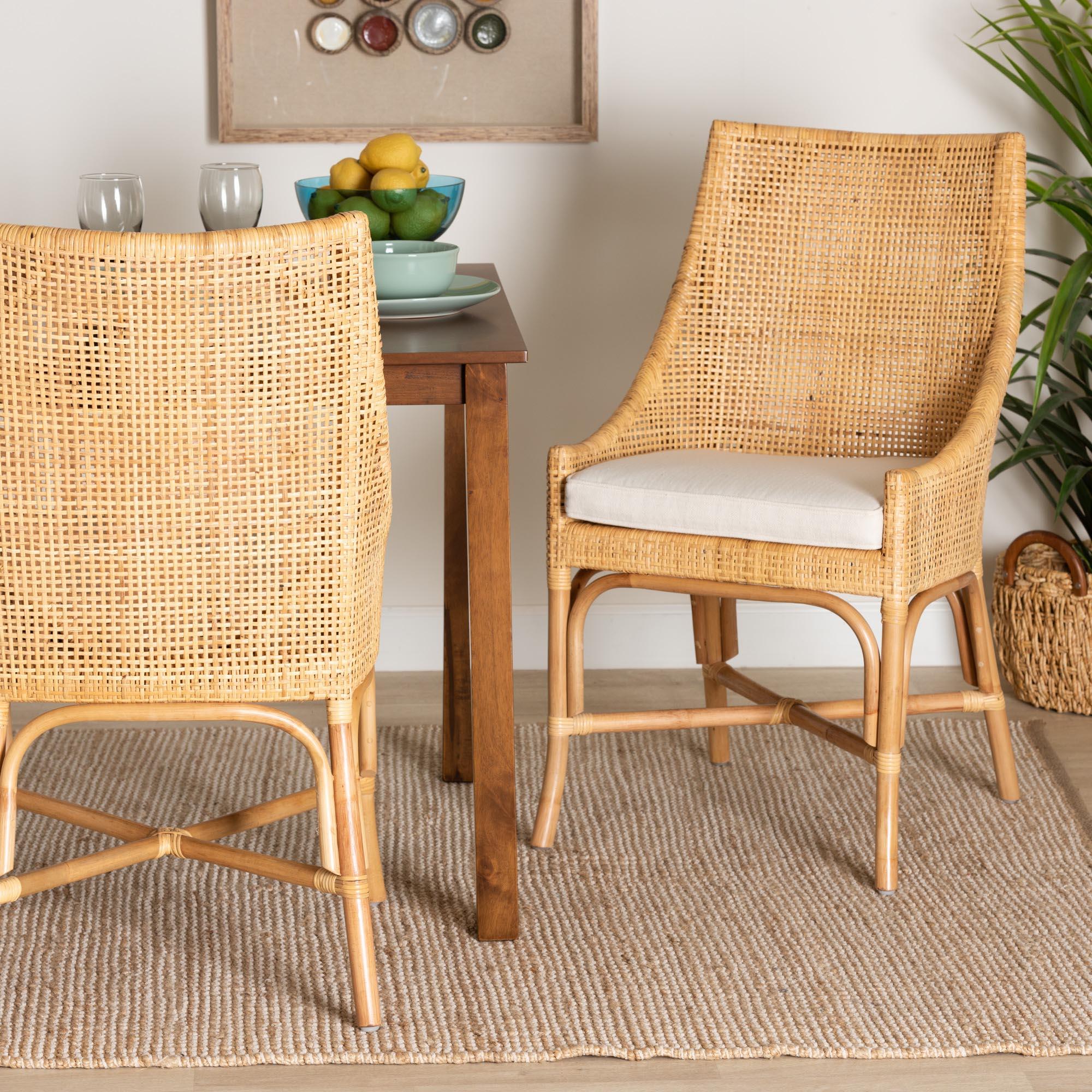 bali & pari Bella Modern Bohemian Rattan Dining Chair