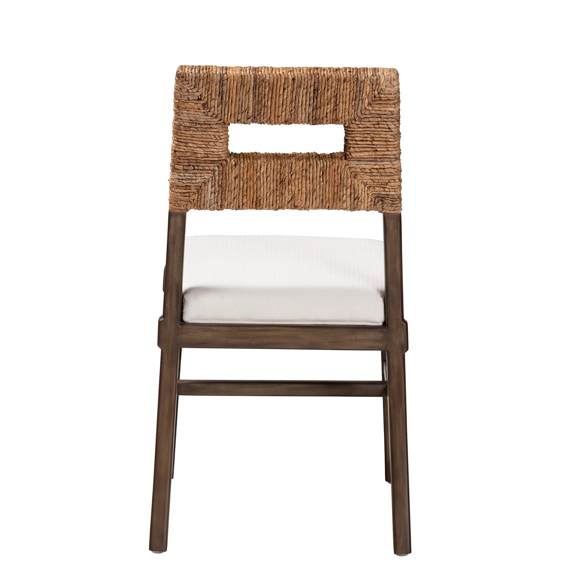 bali & pari Porsha Modern Bohemian Finished Mahogany Wood and Rattan Dining Chair