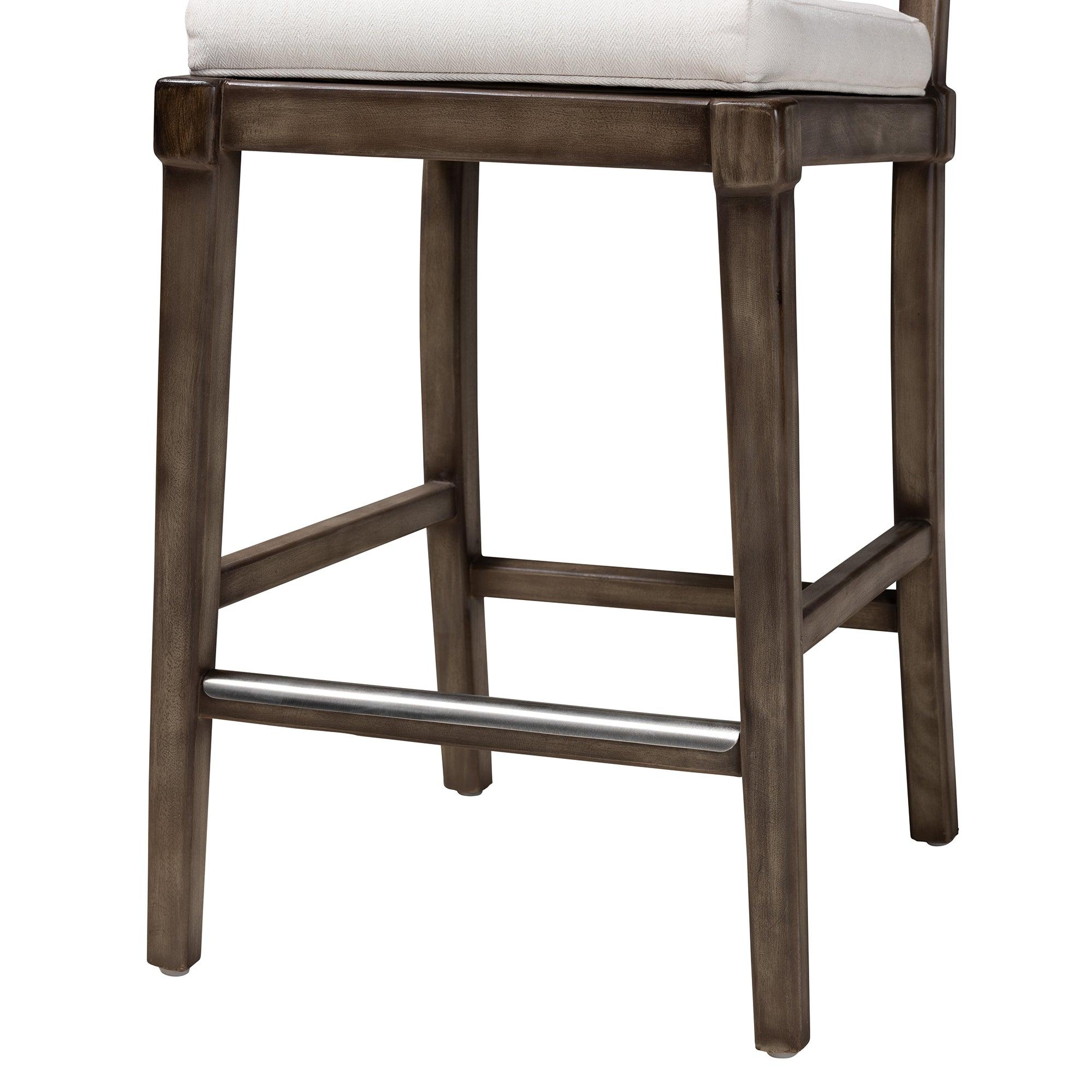 bali & pari Porsha Modern Bohemian Finished Mahogany Wood and Rattan Counter Stool