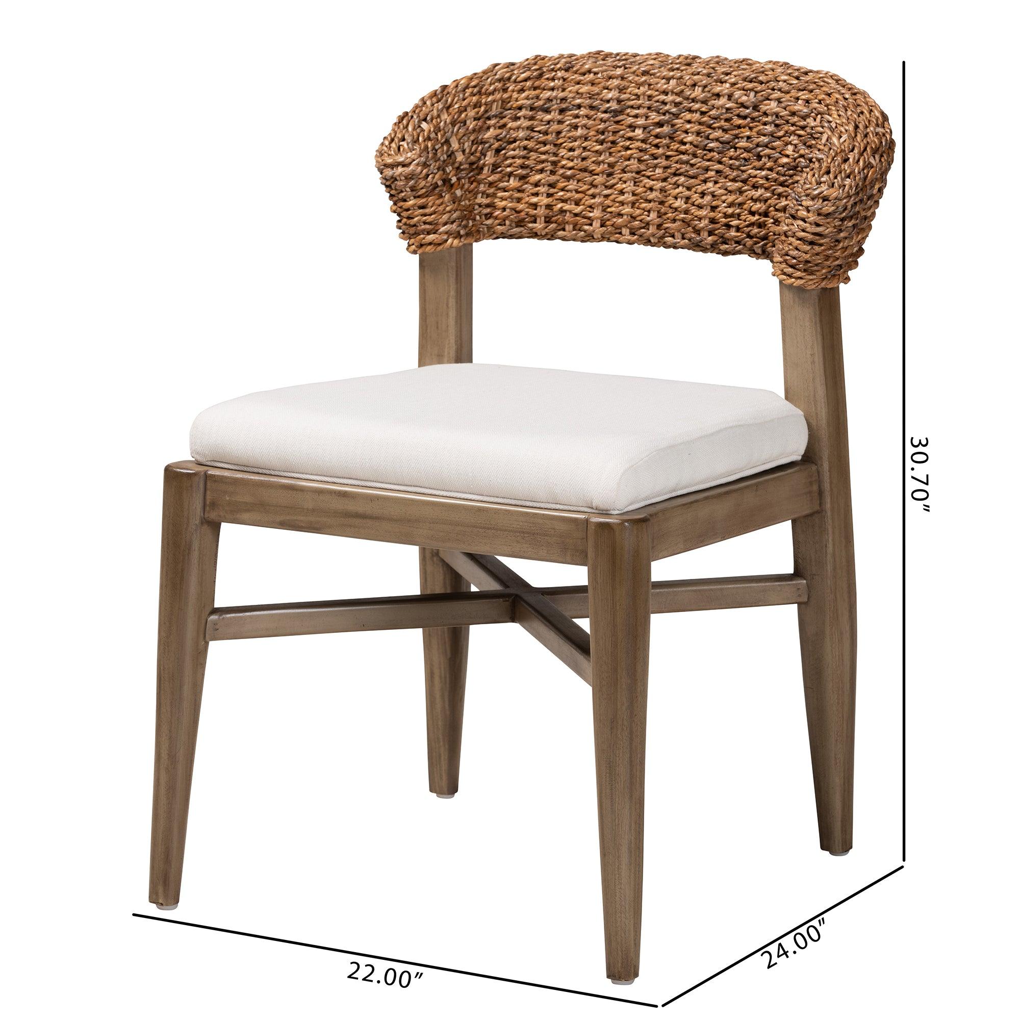 bali & pari Chloe Modern Bohemian Finished Mahogany Wood and Rattan Dining Chair