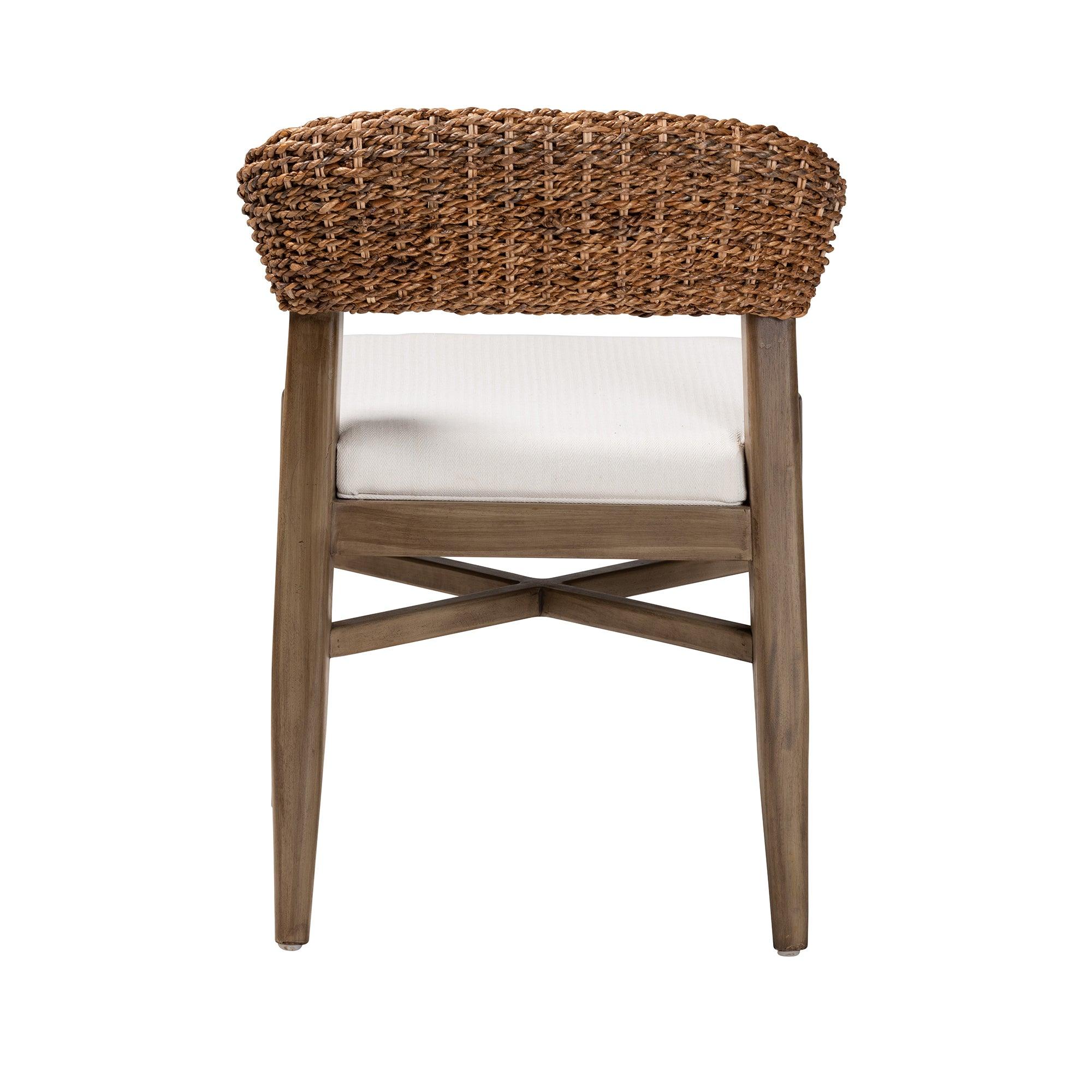 bali & pari Chloe Modern Bohemian Finished Mahogany Wood and Rattan Dining Chair