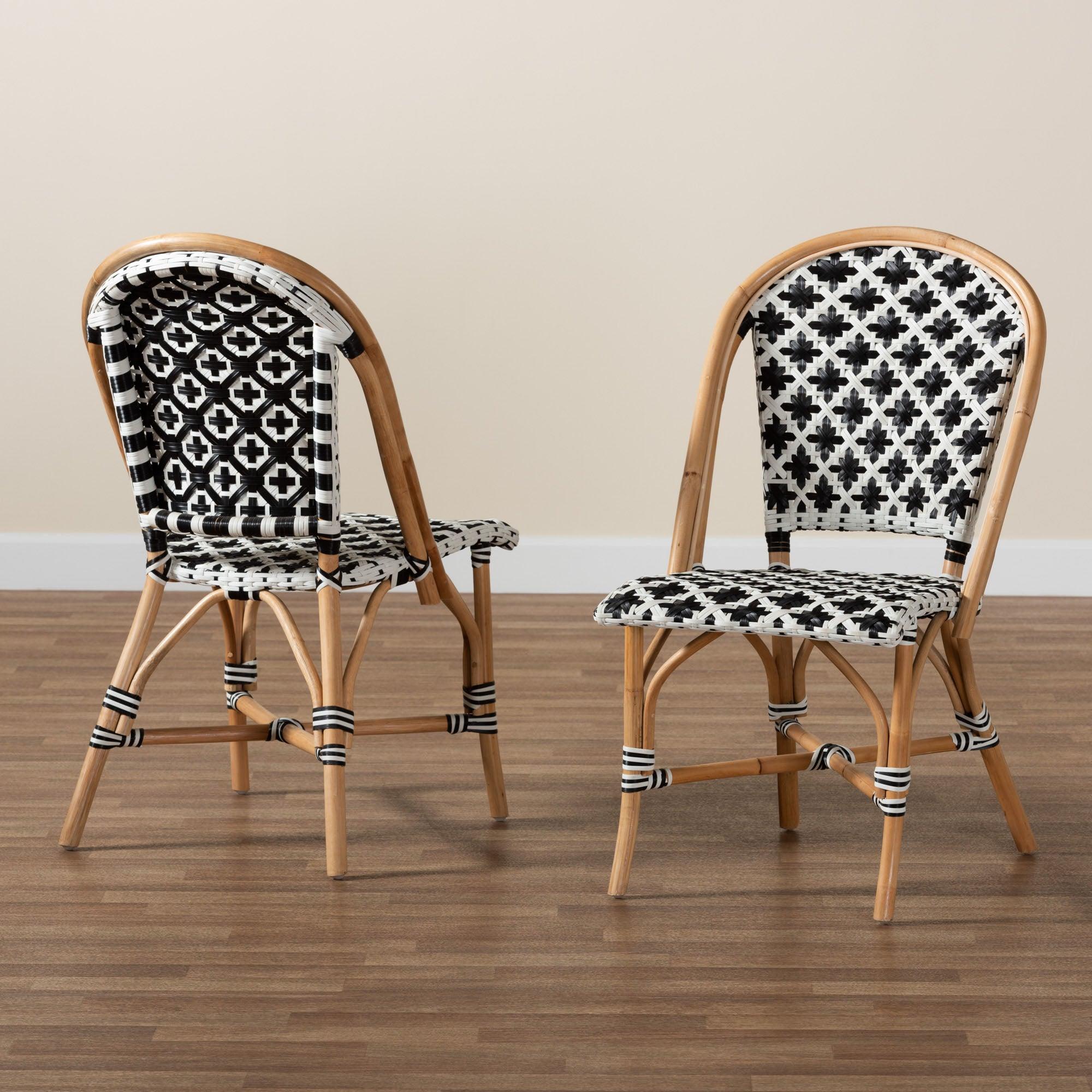 bali & pari Ambre Modern French and Weaving Rattan 2-Piece Bistro Chair Set