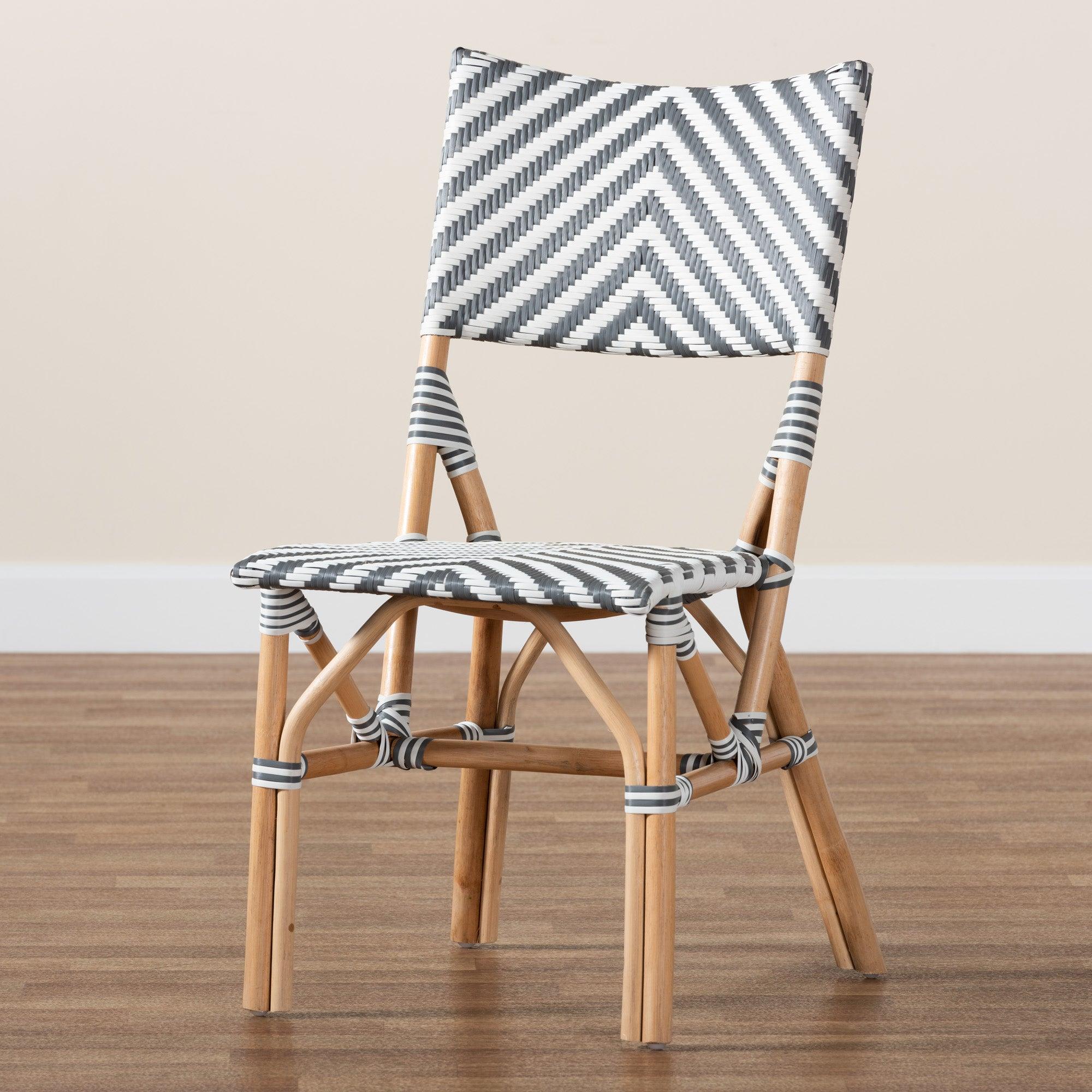 bali & pari Shai Modern French and Weaving and Rattan Bistro Chair