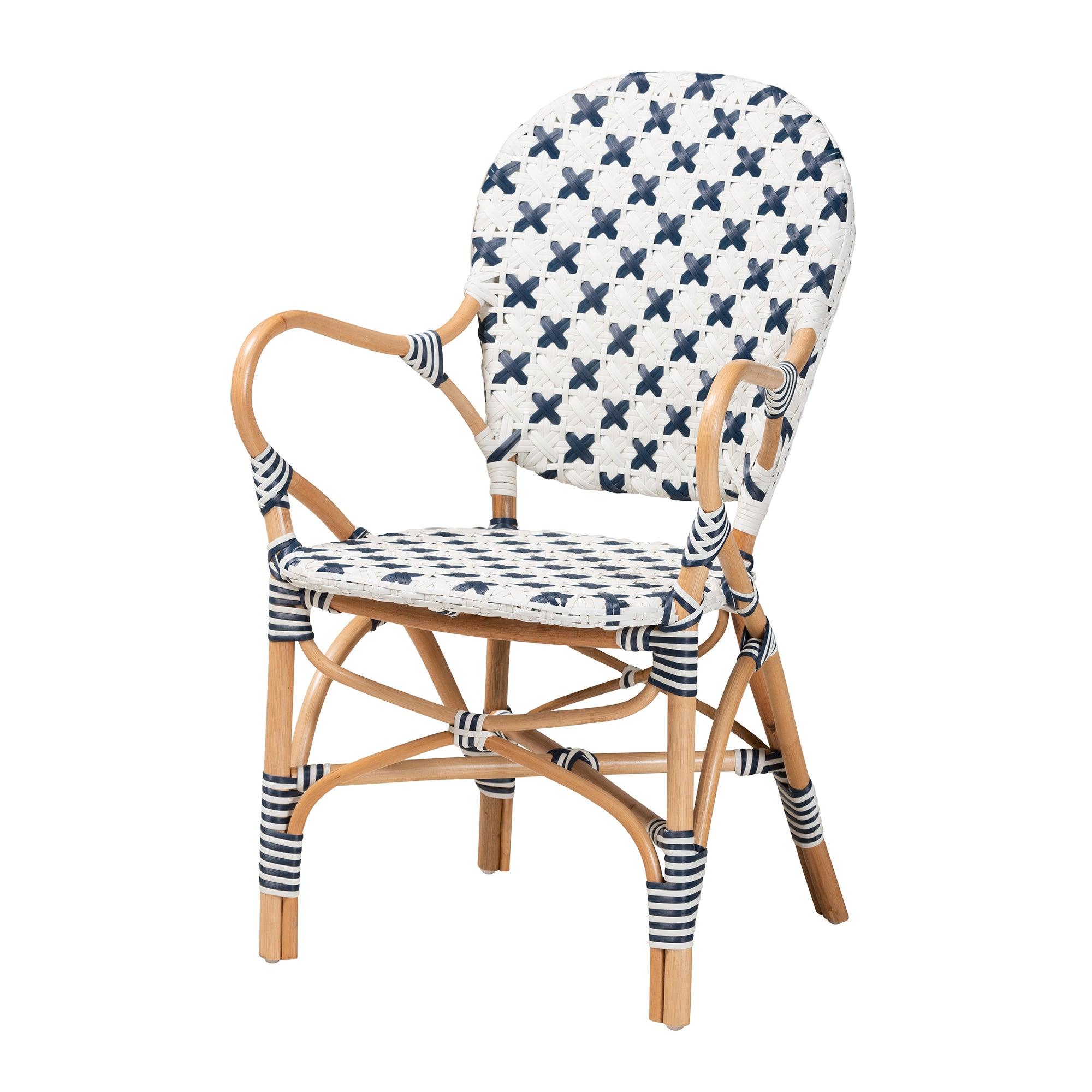 bali & pari Bryson Modern French and Weaving and Rattan Bistro Chair