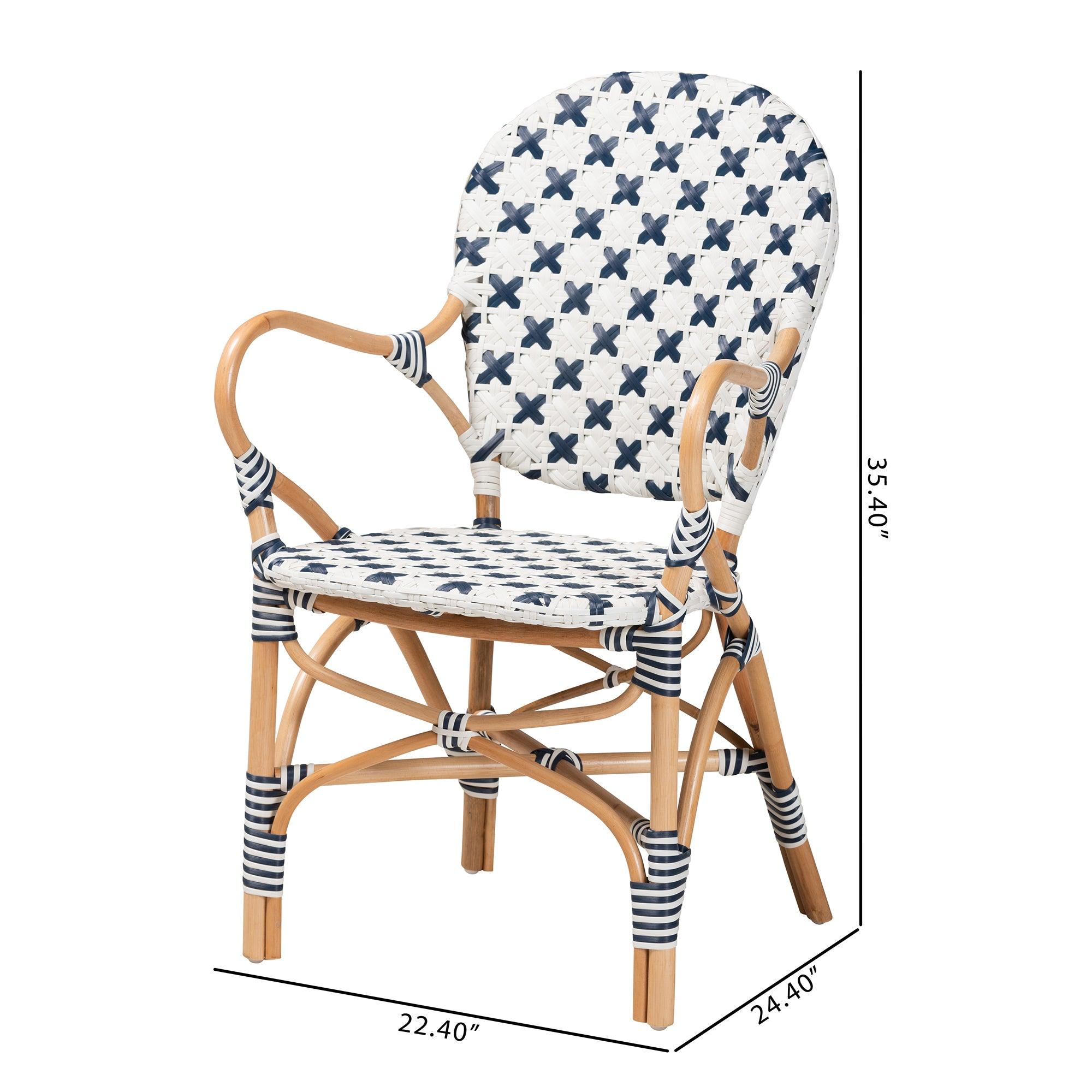 bali & pari Bryson Modern French and Weaving and Rattan Bistro Chair