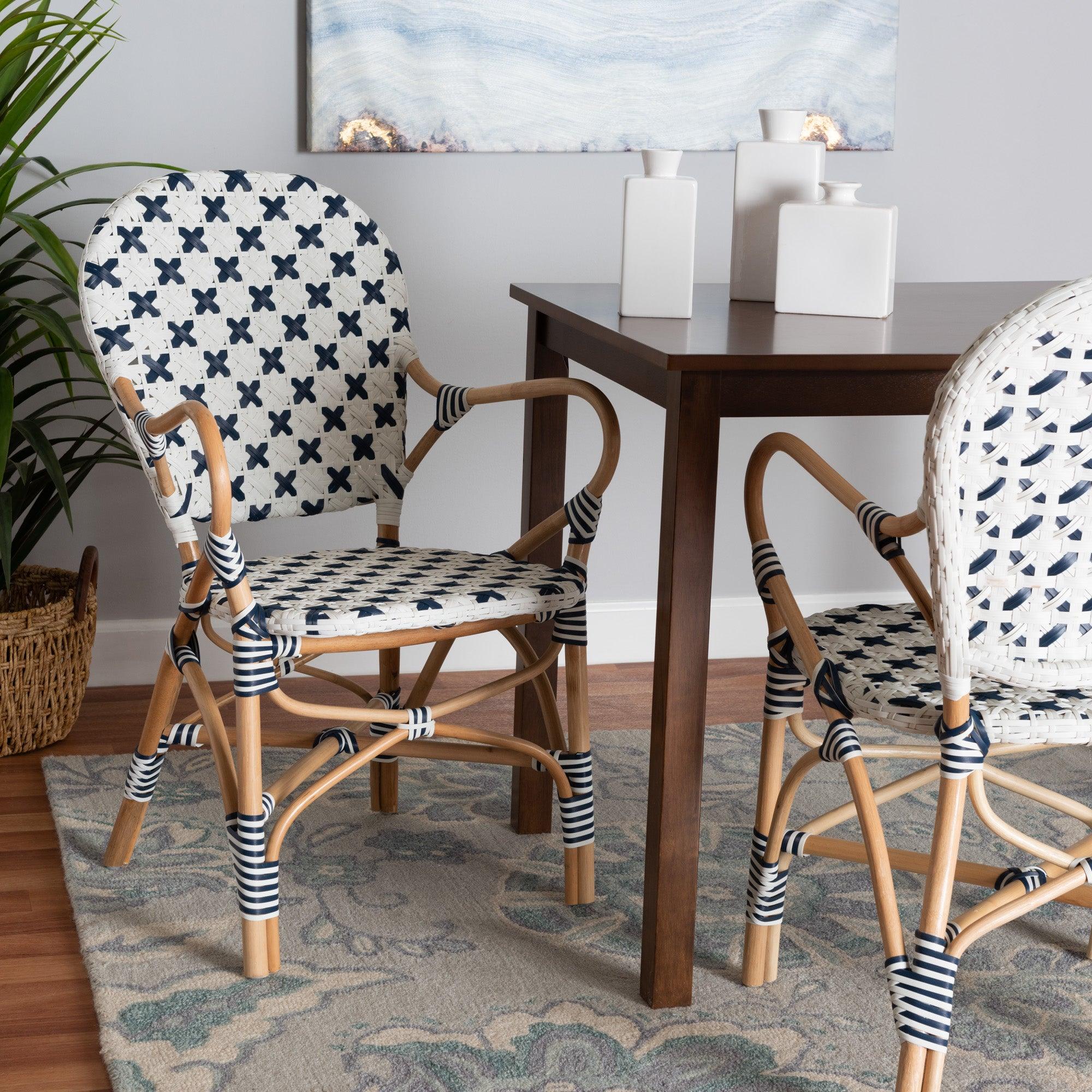 bali & pari Bryson Modern French and Weaving and Rattan Bistro Chair