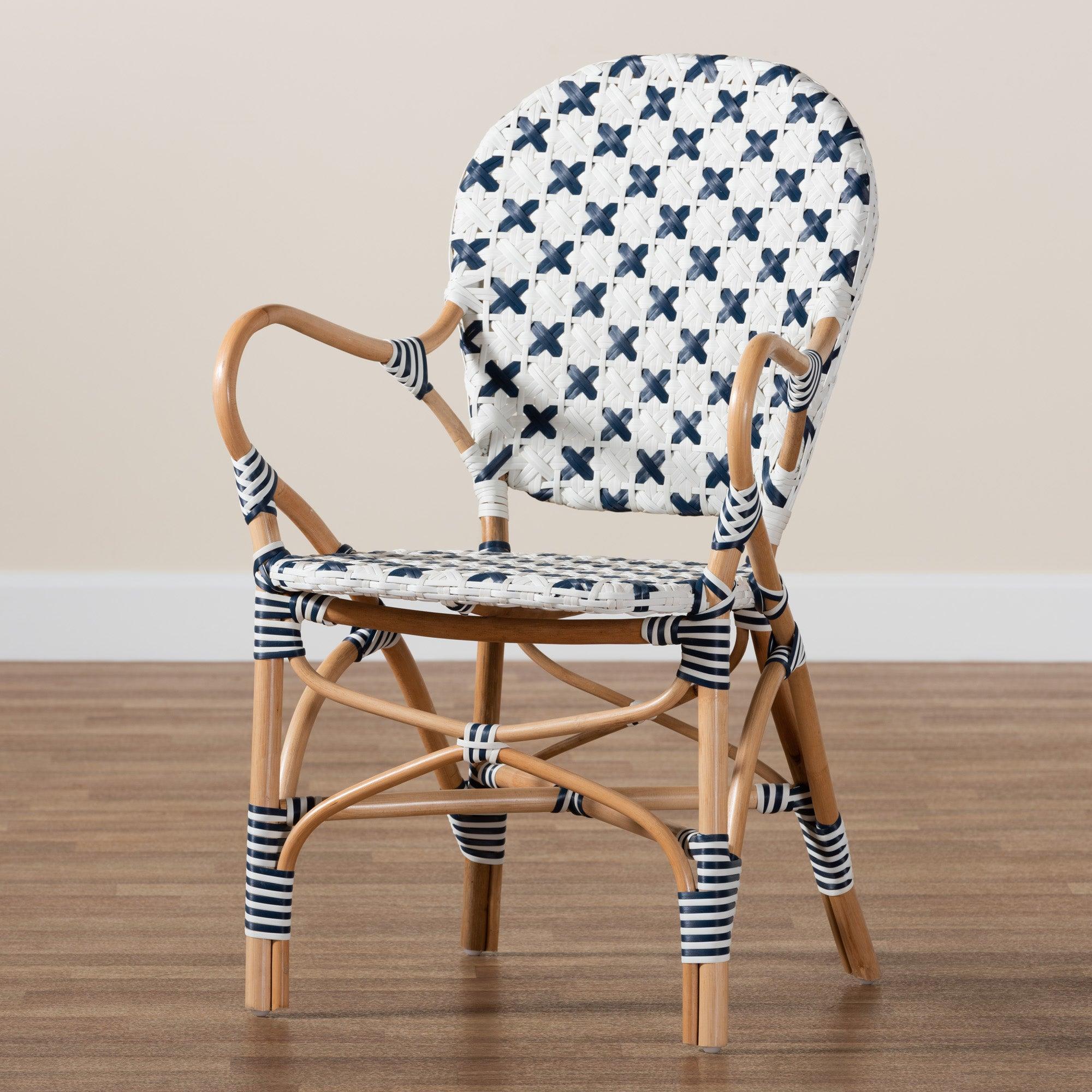 bali & pari Bryson Modern French and Weaving and Rattan Bistro Chair