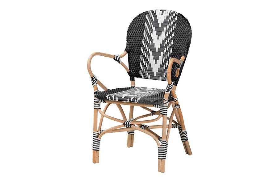 bali & pari Wallis Modern French Two-Tone and Weaving and Rattan Indoor Dining Chair