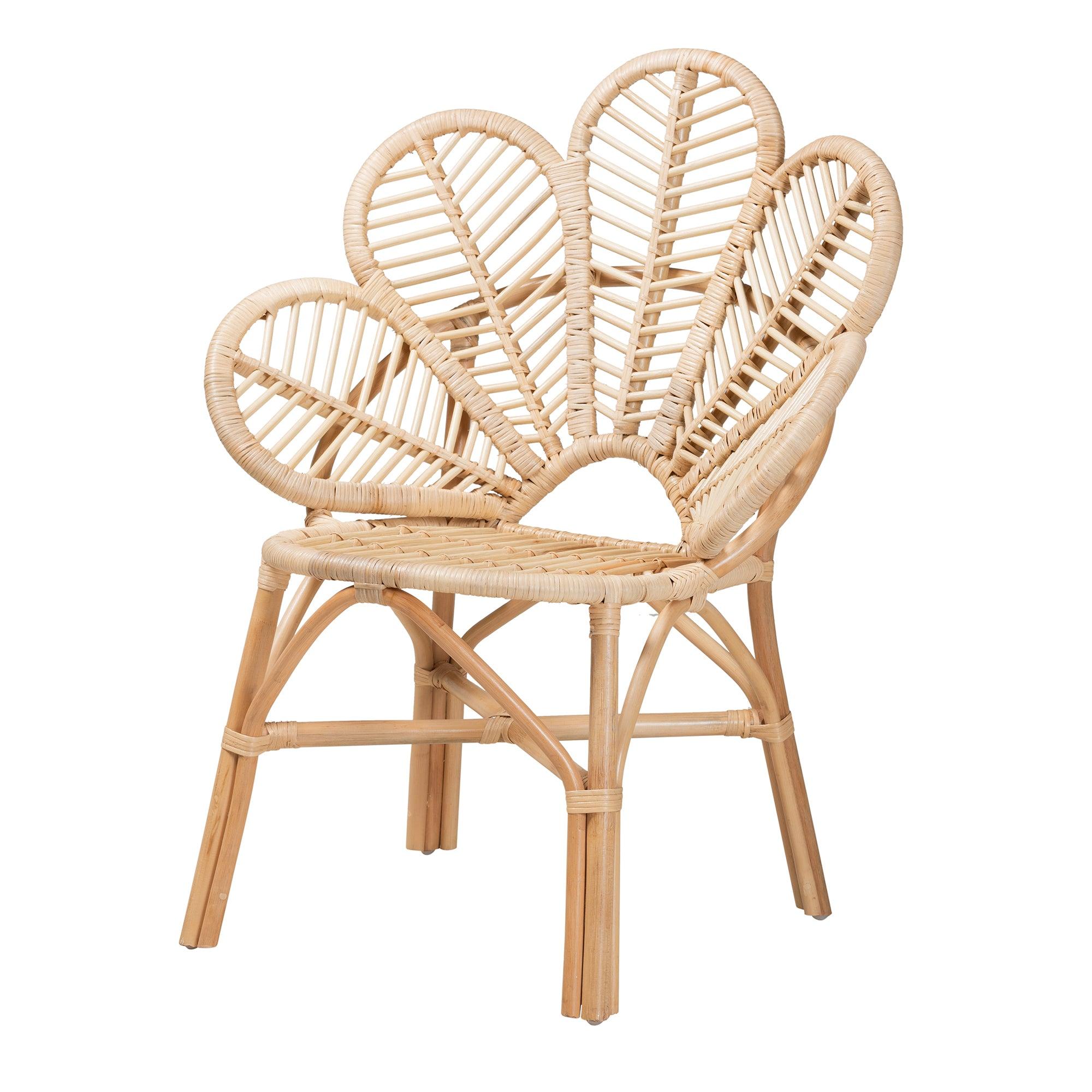 bali & pari Bianca Modern Bohemian Rattan Flower Chair