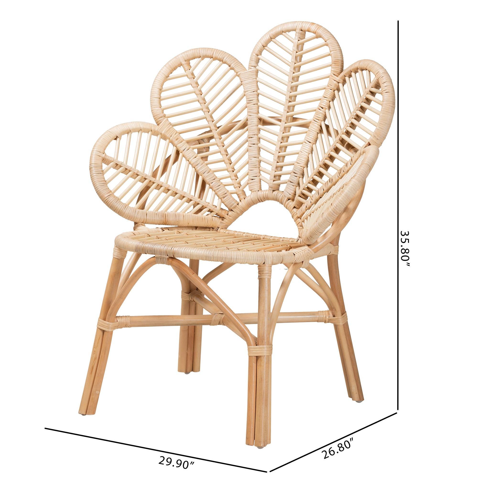 bali & pari Bianca Modern Bohemian Rattan Flower Chair