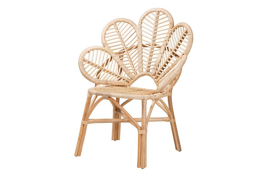 bali & pari Bianca Modern Bohemian Rattan Flower Chair